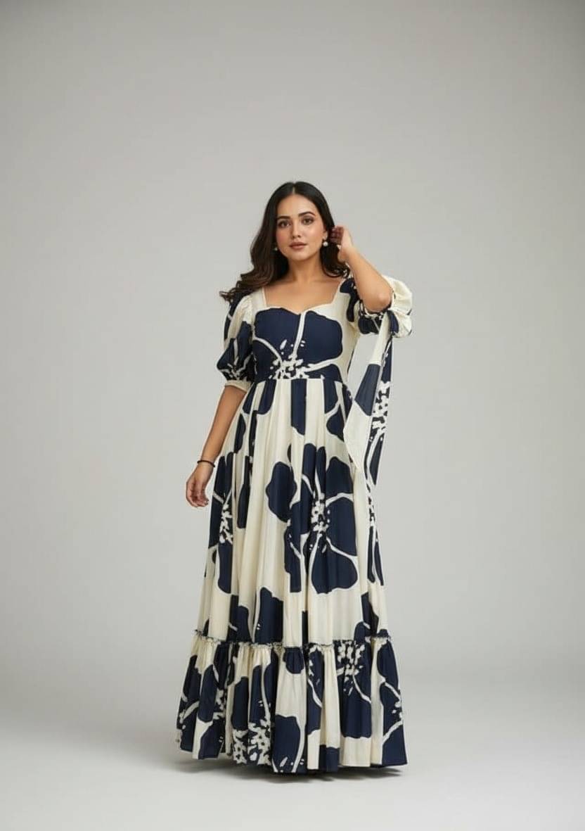 Vivbut creation Women Rayon Anarkali Stitched Ethnic Gown ( Blue ) Vivbut creation Women Rayon Anarkali Stitched Ethnic Gown ( Blue )