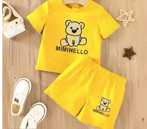 WARSI BROTHER''S Pack of 1 Baby Boys Cotton T-Shirt & Shorts Set ( Yellow ) WARSI BROTHER''S Pack of 1 Baby Boys Cotton T-Shirt & Shorts Set ( Yellow )