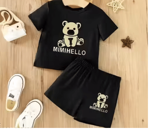 WARSI BROTHER''S Pack of 1 Baby Boys Cotton T-Shirt & Shorts Set ( Black ) WARSI BROTHER''S Pack of 1 Baby Boys Cotton T-Shirt & Shorts Set ( Black )