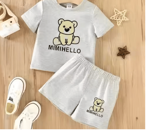WARSI BROTHER''S Pack of 1 Baby Boys Cotton Blend T-Shirt & Shorts Set ( Grey ) WARSI BROTHER''S Pack of 1 Baby Boys Cotton Blend T-Shirt & Shorts Set ( Grey )