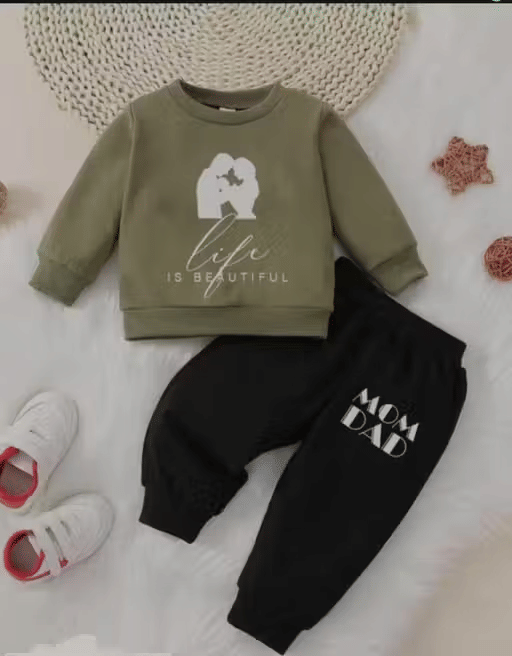 WARSI BROTHER''S Pack of 1 Baby Boys Cotton Blend T-Shirt & Capris Set ( Olive )     			WARSI BROTHER''S Pack of 1 Baby Boys Cotton Blend T-Shirt & Capris Set ( Olive )