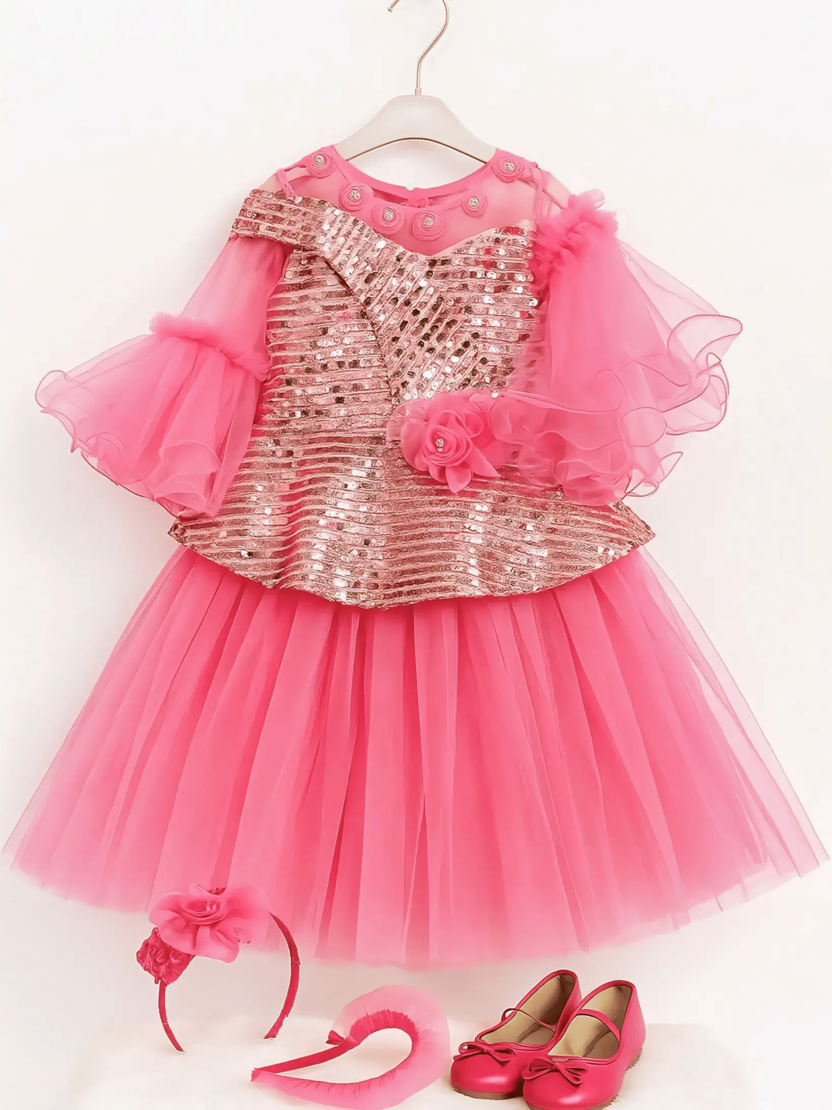 Wah Mayur Net Gown For Girls ( Pack of 1 , Pink ) Wah Mayur Net Gown For Girls ( Pack of 1 , Pink )