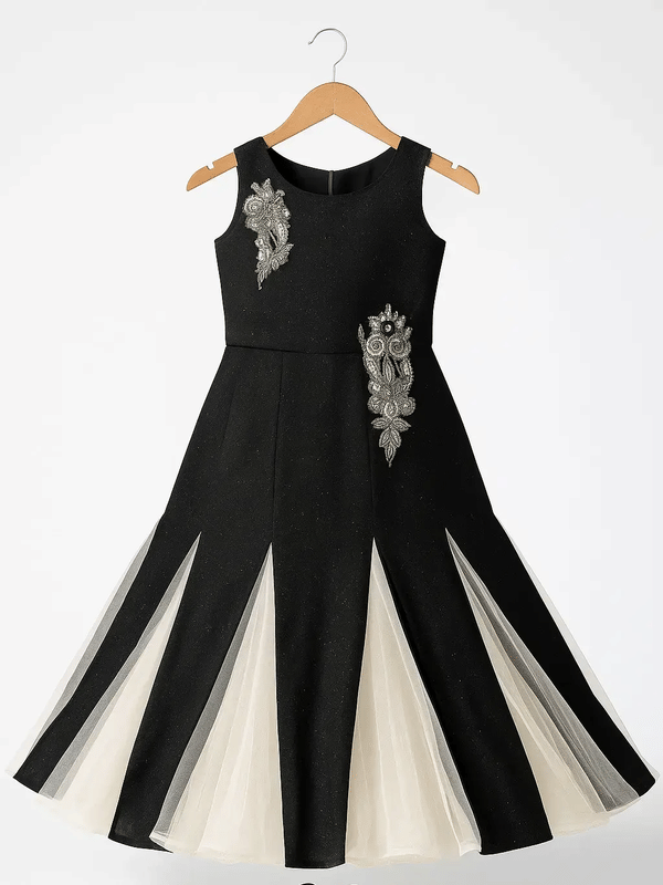 Wah Mayur Net Gown For Girls ( Pack of 1 , Black ) Wah Mayur Net Gown For Girls ( Pack of 1 , Black )