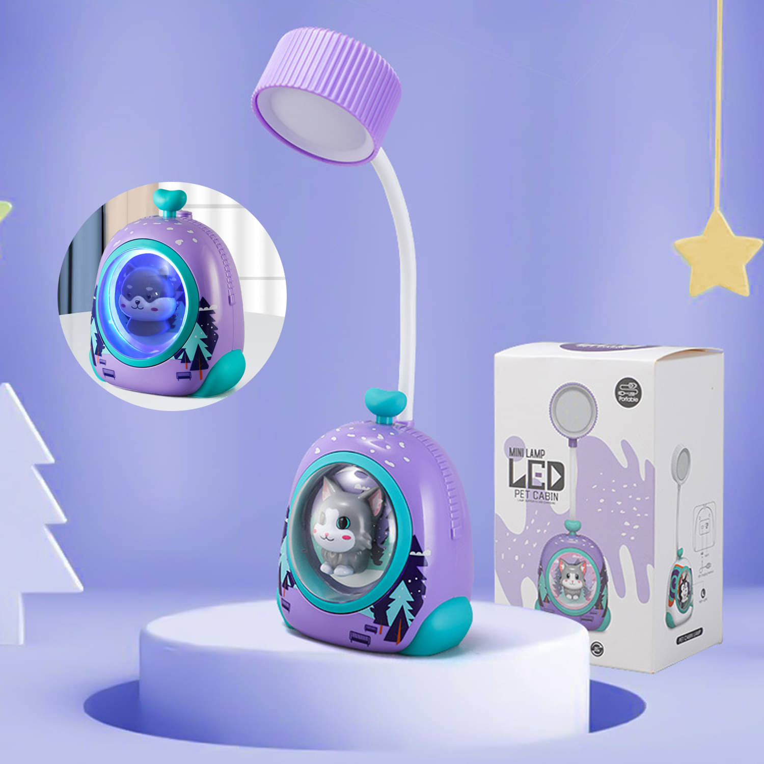     			3Mads Purple Study Table Lamp ( Pack of 1 )