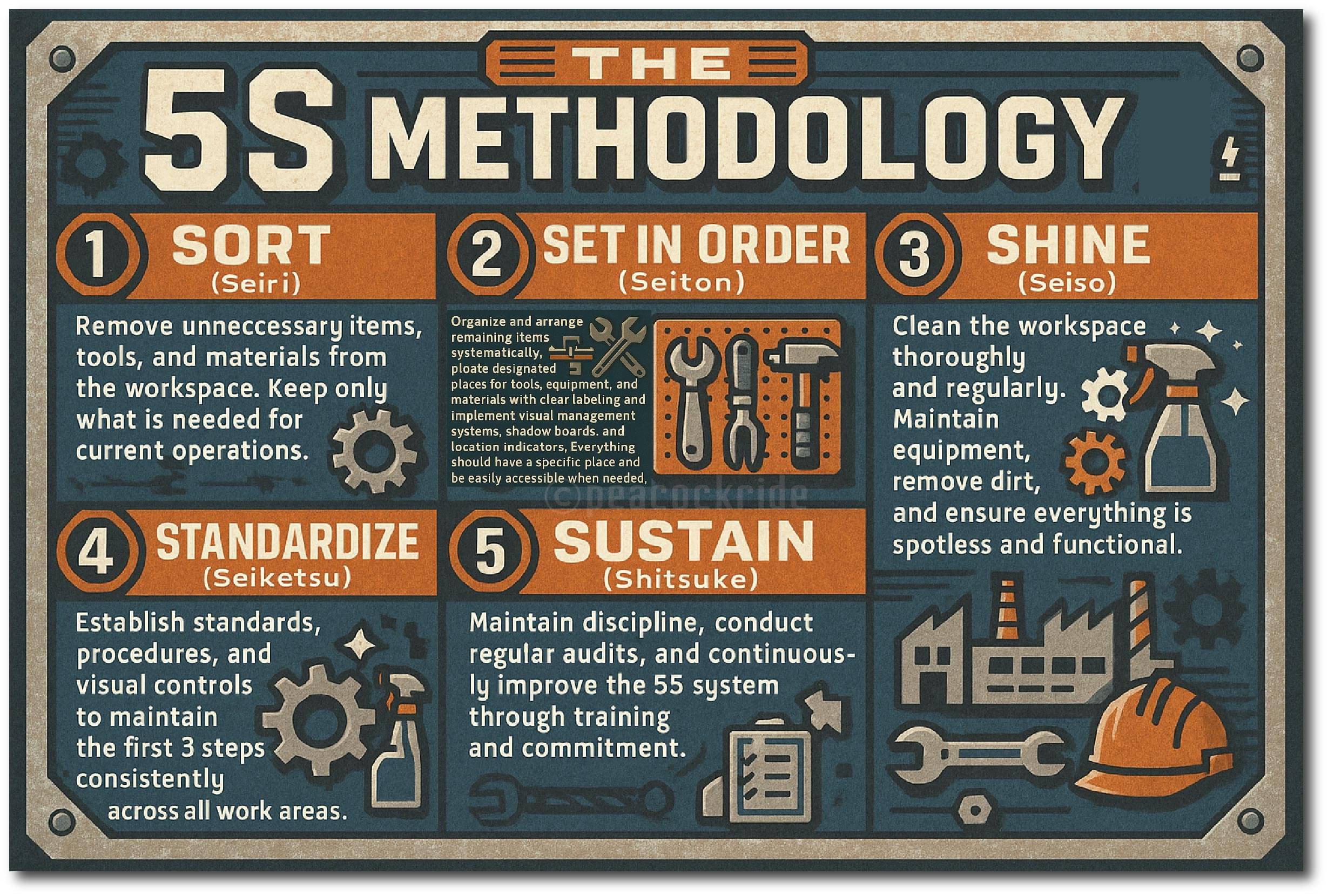     			5S Methodology Lean Workplace I Industrial I Factory Wall Poster