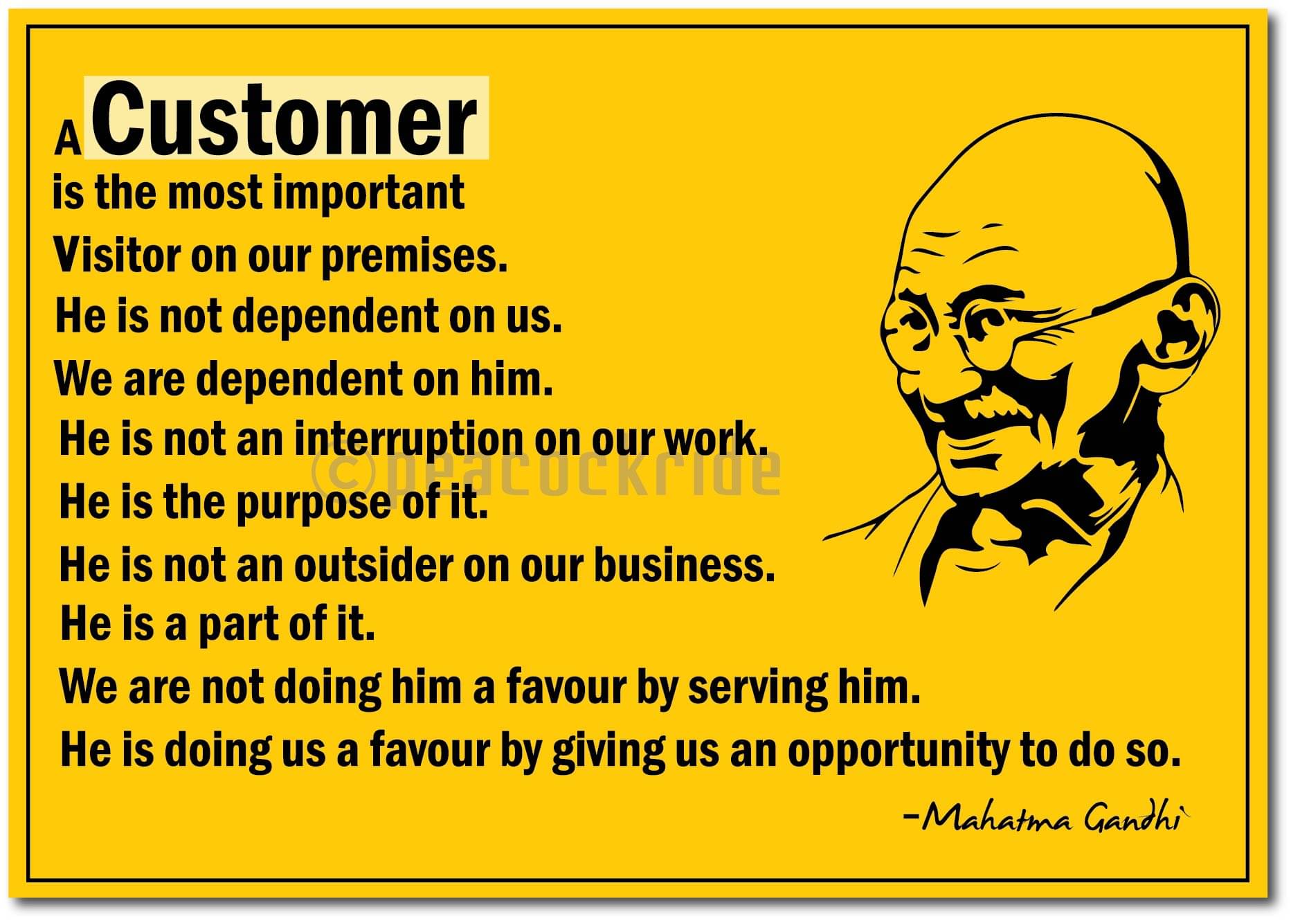     			A Customer is God I Mahatma Gandhi Quotes Wall Poster