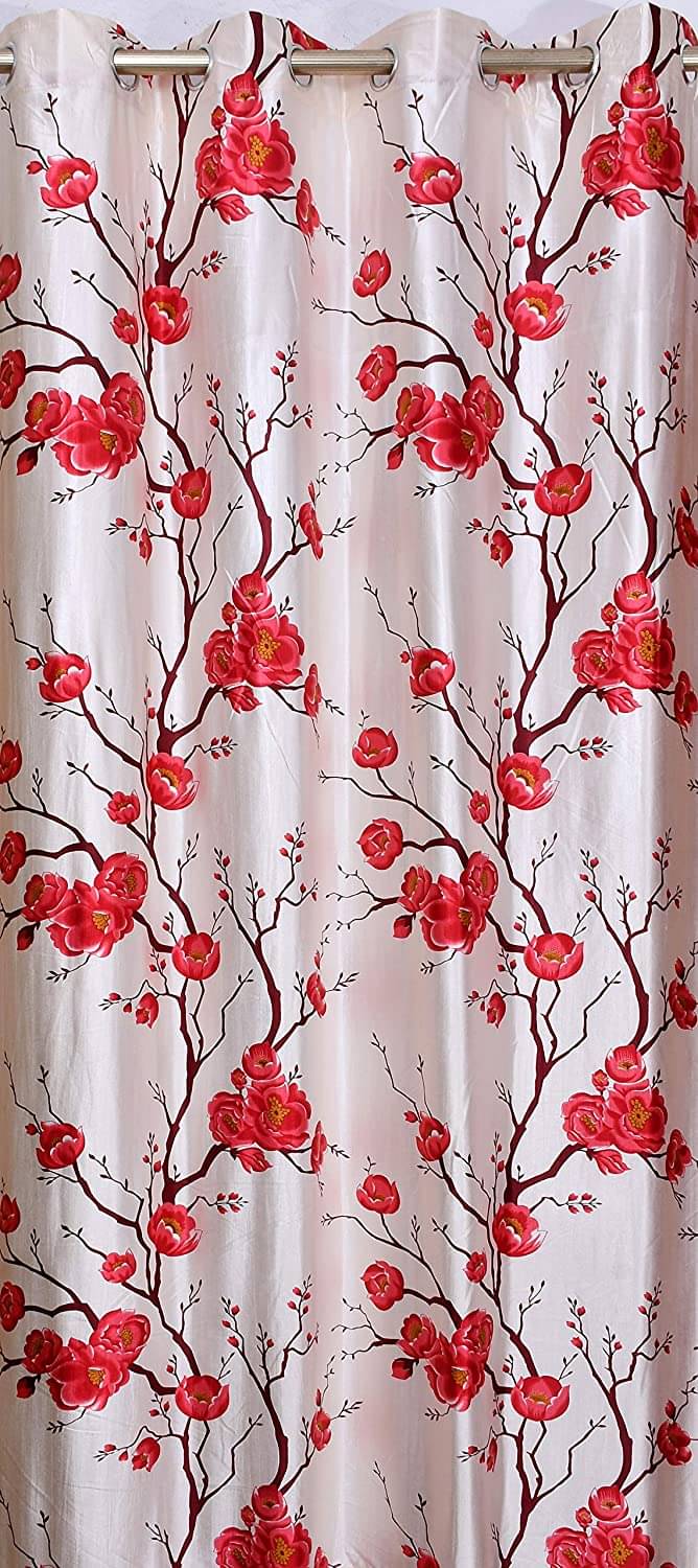AADI TRADERS Floral Semi-Transparent Eyelet Curtain 7 ft ( Pack of 3 ) - Maroon AADI TRADERS Floral Semi-Transparent Eyelet Curtain 7 ft ( Pack of 3 ) - Maroon