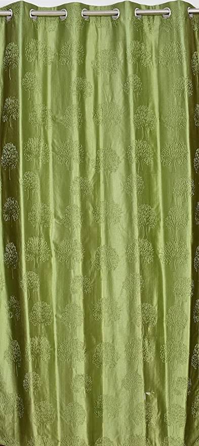 AADI TRADERS Floral Semi-Transparent Eyelet Curtain 5 ft ( Pack of 2 ) - Green AADI TRADERS Floral Semi-Transparent Eyelet Curtain 5 ft ( Pack of 2 ) - Green