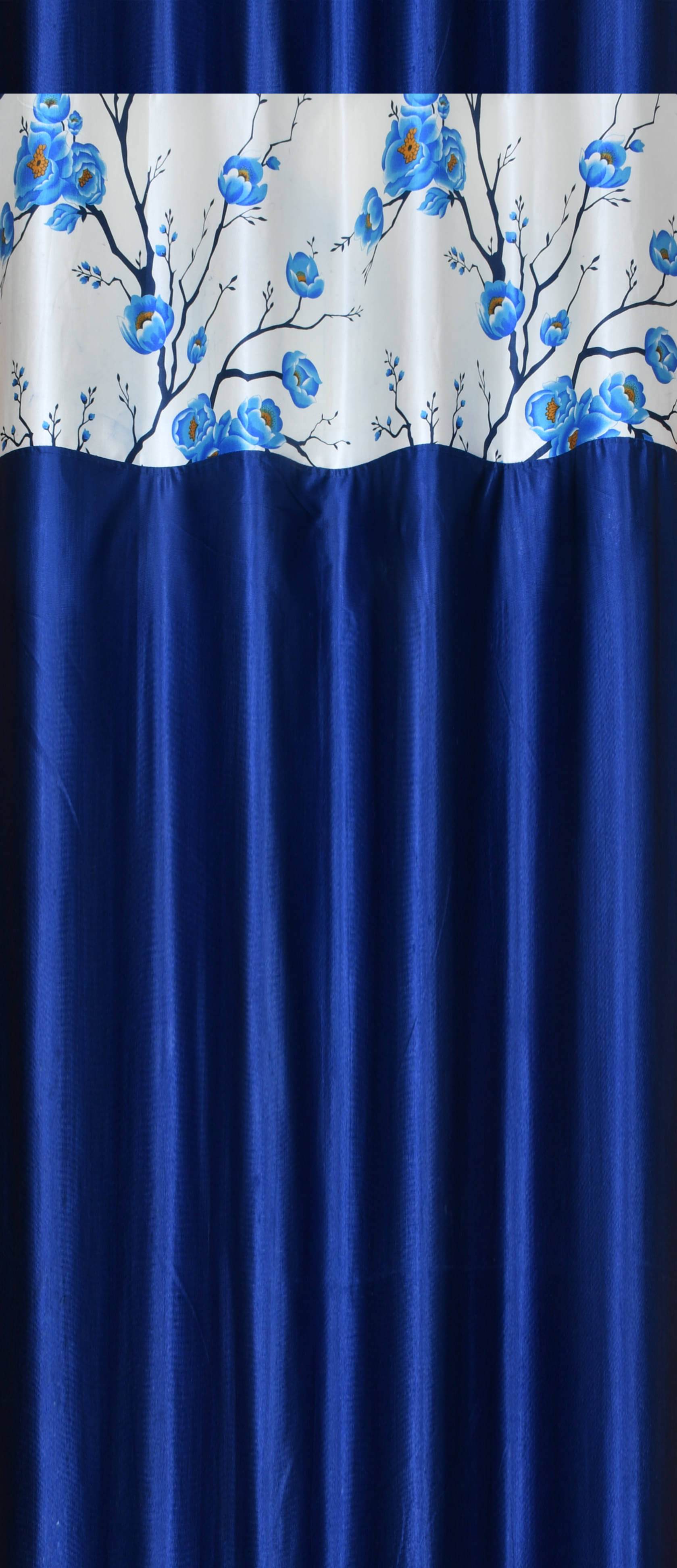 AADI TRADERS Floral Semi-Transparent Eyelet Curtain 7 ft ( Pack of 3 ) - Blue AADI TRADERS Floral Semi-Transparent Eyelet Curtain 7 ft ( Pack of 3 ) - Blue