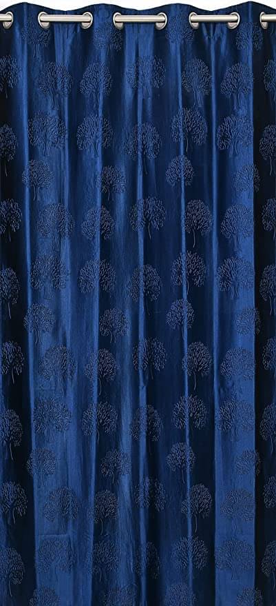 AADI TRADERS Floral Semi-Transparent Eyelet Curtain 5 ft ( Pack of 1 ) - Blue AADI TRADERS Floral Semi-Transparent Eyelet Curtain 5 ft ( Pack of 1 ) - Blue