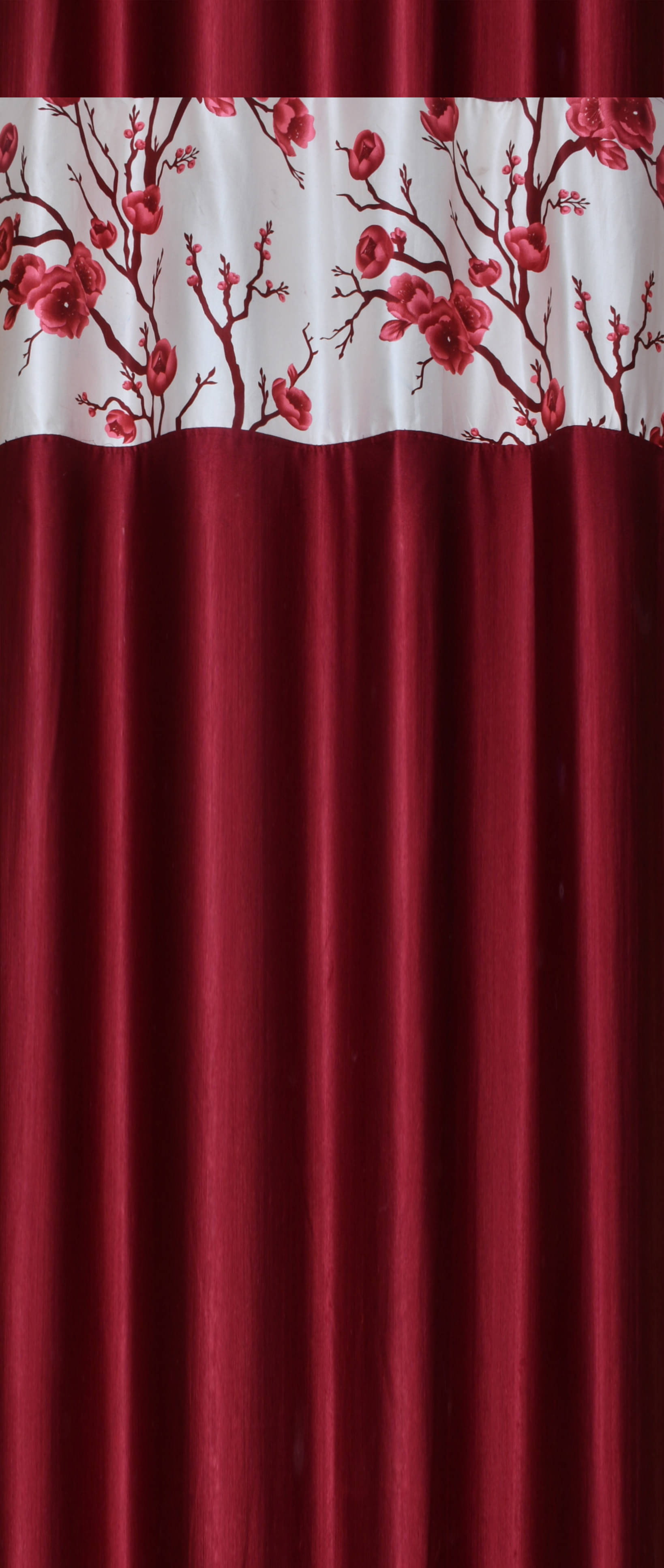     			AADI TRADERS Floral Semi-Transparent Eyelet Curtain 5 ft ( Pack of 3 ) - Maroon