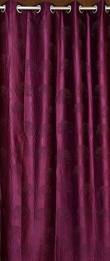     			AADI TRADERS Floral Semi-Transparent Eyelet Curtain 5 ft ( Pack of 2 ) - Wine