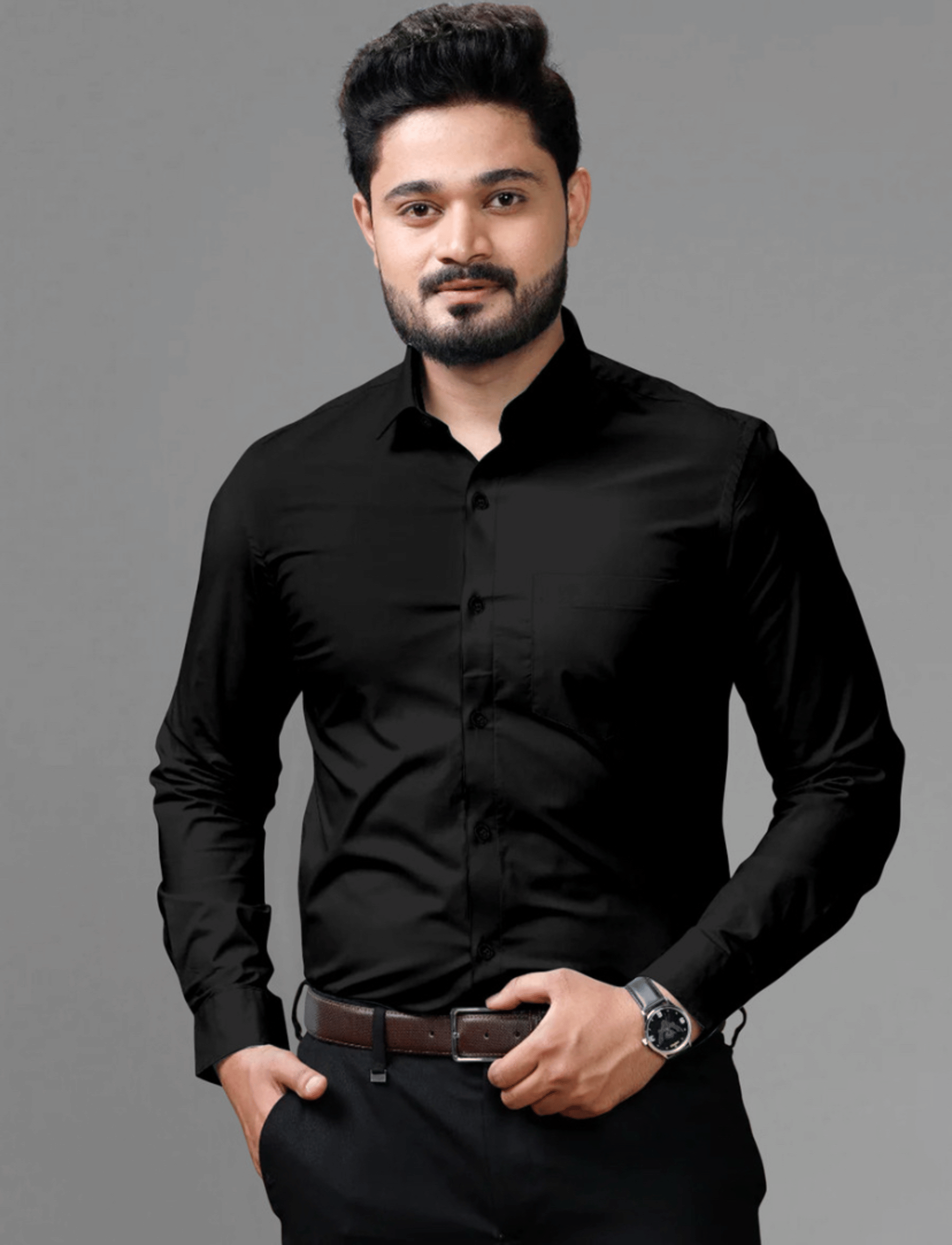     			AITAVIK OVERSEAS Poly Cotton Regular Fit Solids Full Sleeves Men's Casual Shirt - Black ( Pack of 1 )