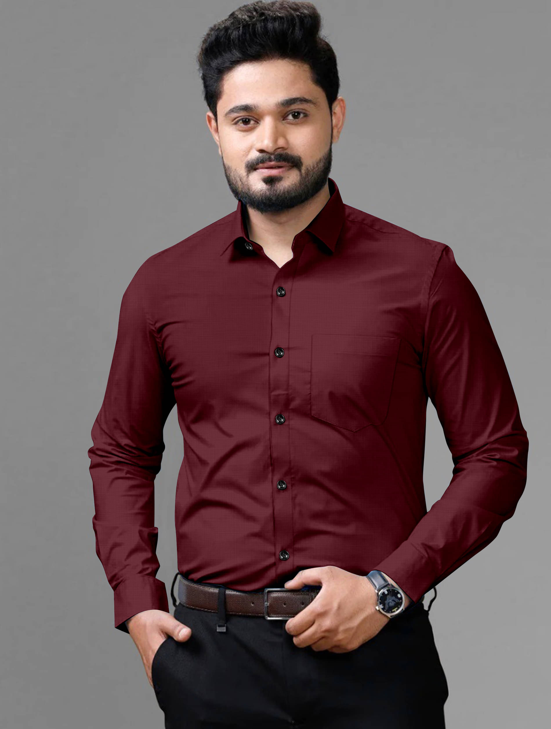     			AITAVIK OVERSEAS Poly Cotton Regular Fit Solids Full Sleeves Men's Casual Shirt - Maroon ( Pack of 1 )
