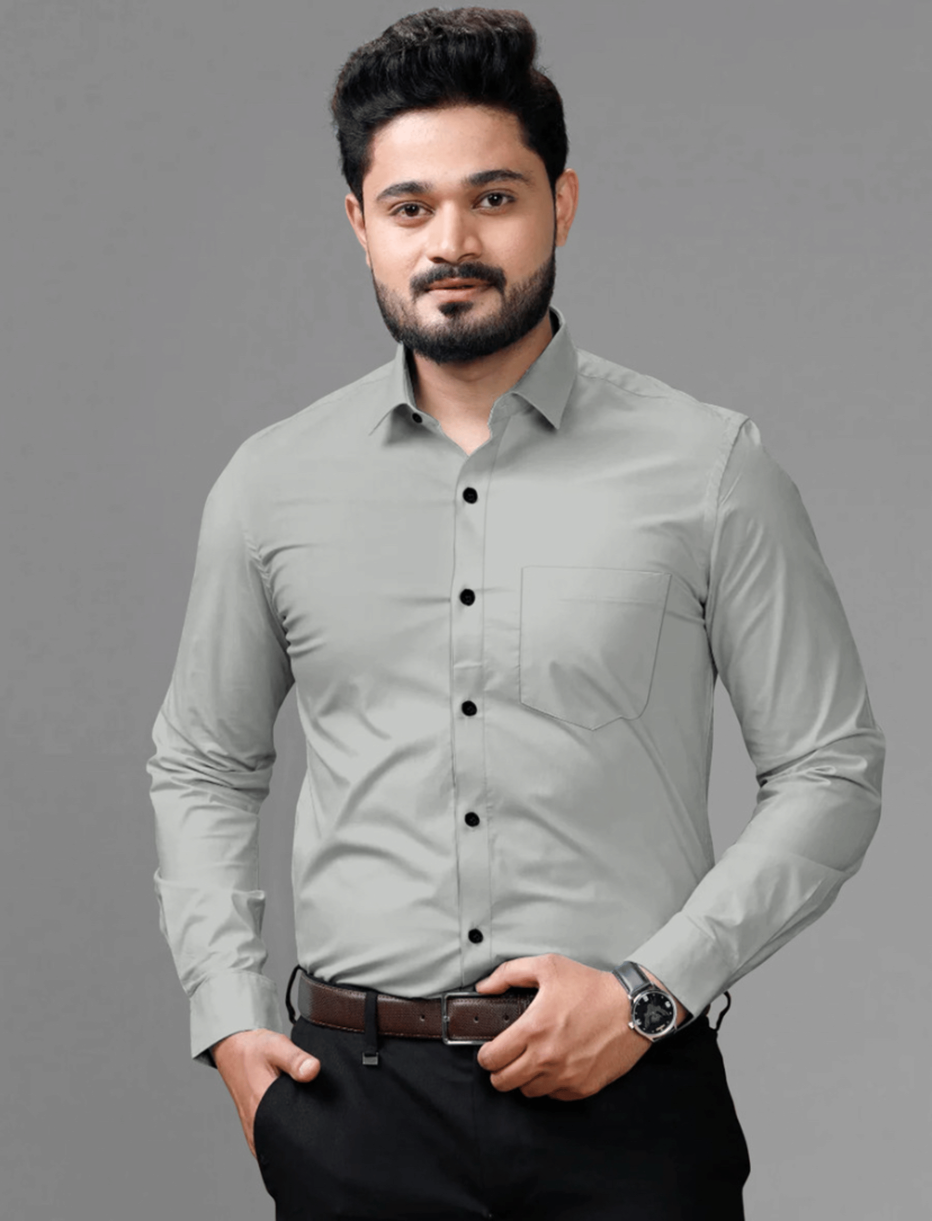 AITAVIK OVERSEAS Poly Cotton Regular Fit Solids Full Sleeves Men's Casual Shirt - Grey ( Pack of 1 )     			AITAVIK OVERSEAS Poly Cotton Regular Fit Solids Full Sleeves Men's Casual Shirt - Grey ( Pack of 1 )