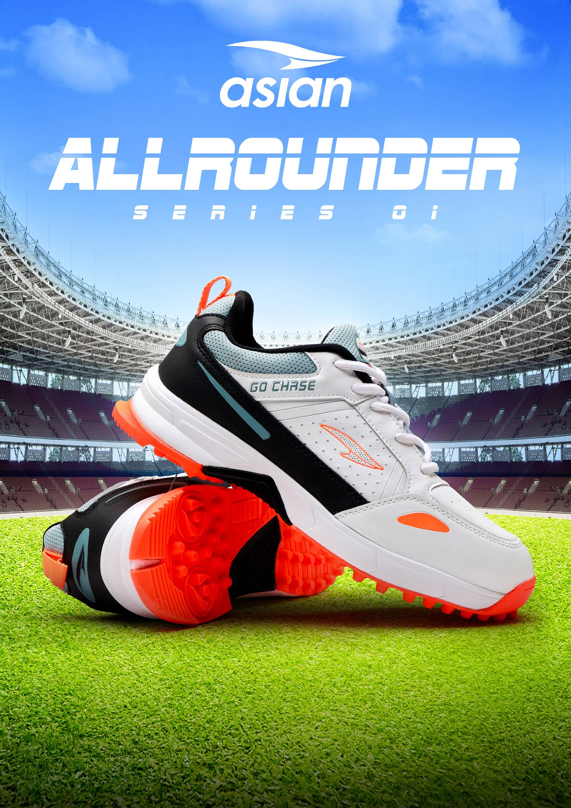 ASIAN ALL-ROUNDER-01 White Cricket Shoes - Sports Shoes | Buy online on ZillyBuy