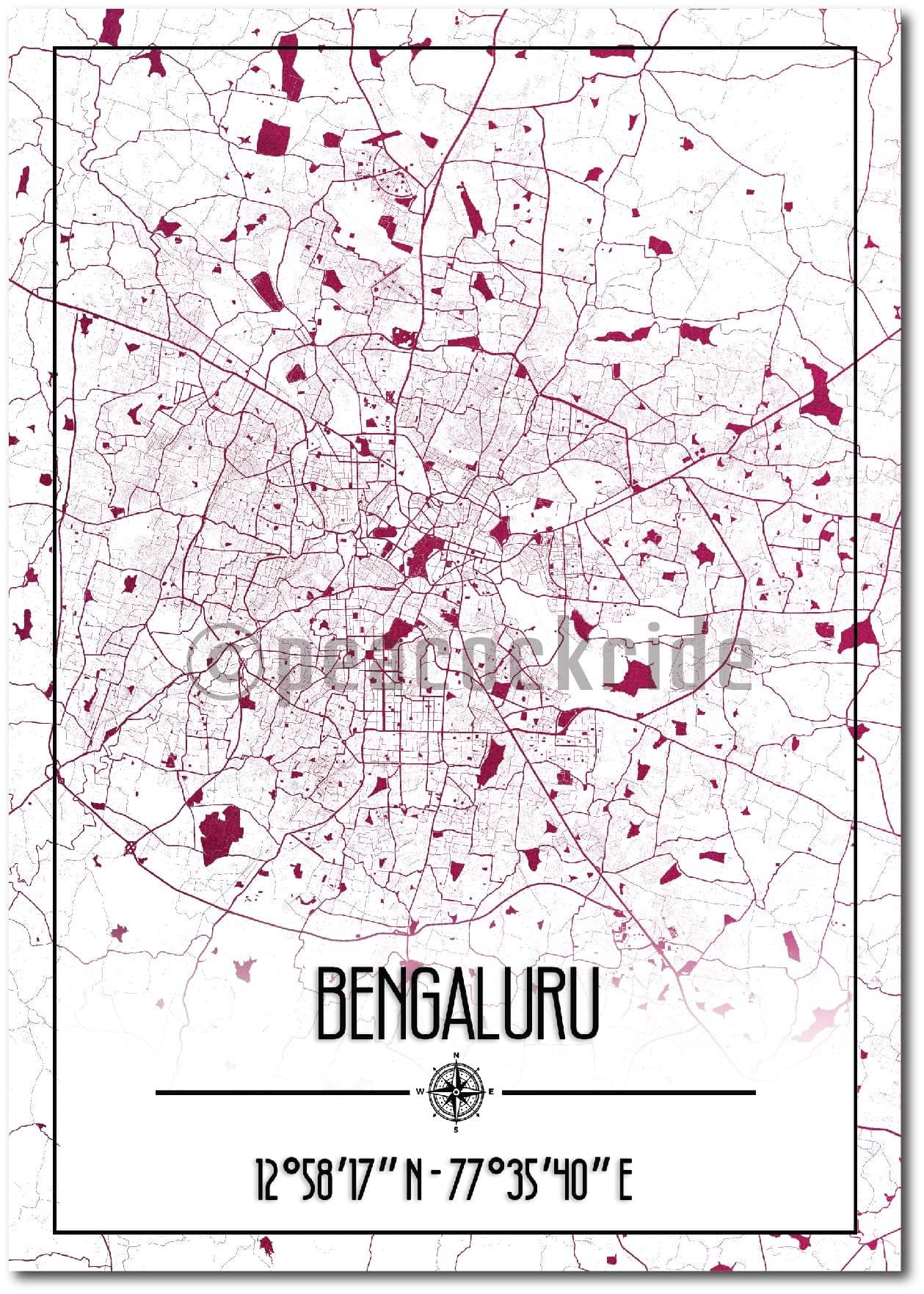     			Bengaluru Map Wall Poster