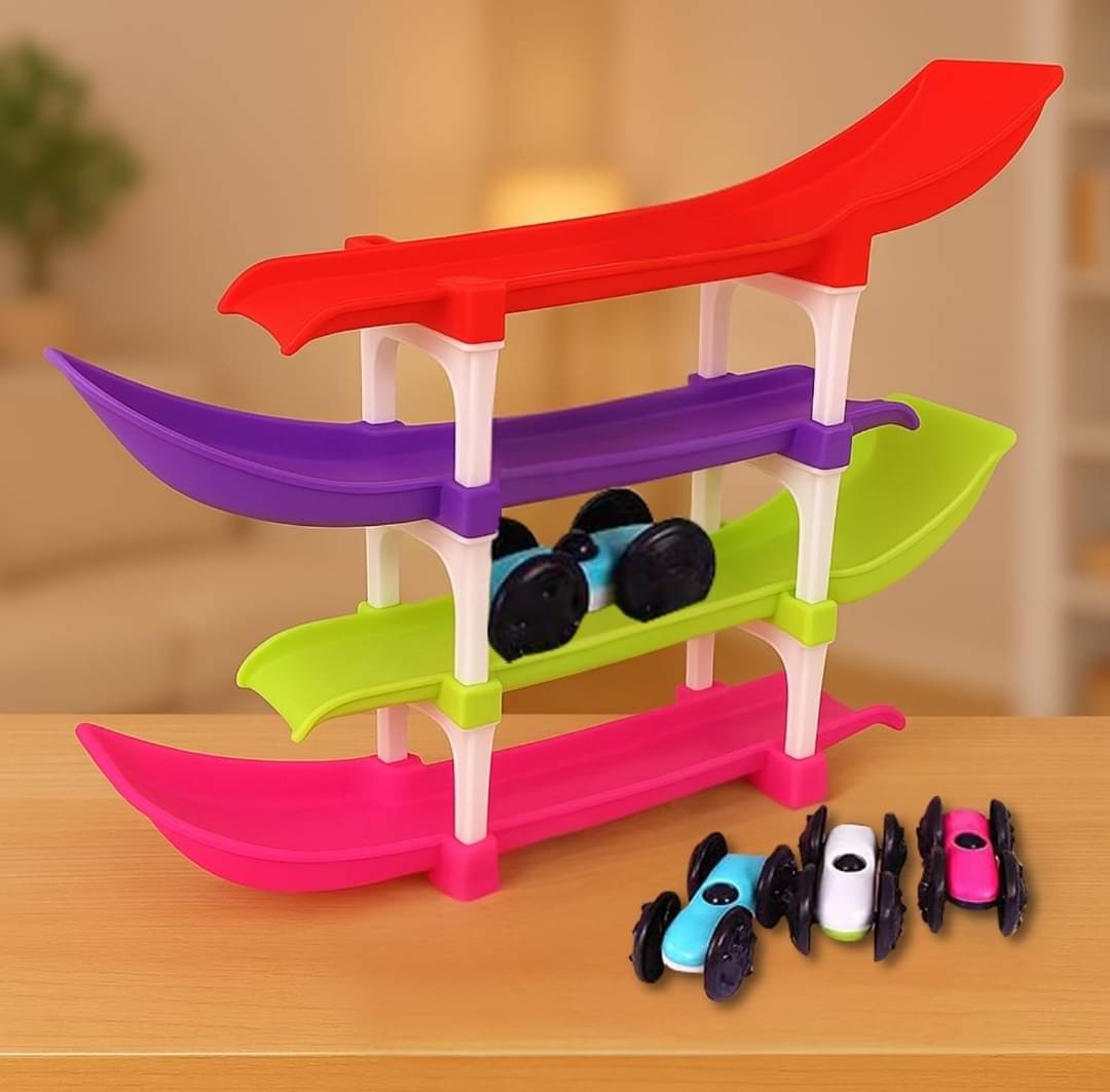     			Bestselling Car 4 level Car Ramp Racer Toy with 2 Cars inside Rolling Track Toy for Kids Girls and Boys ages 2-7 Birthday Gift for Girls and Boys Educational and Fun Toy set Colourful Racing Action