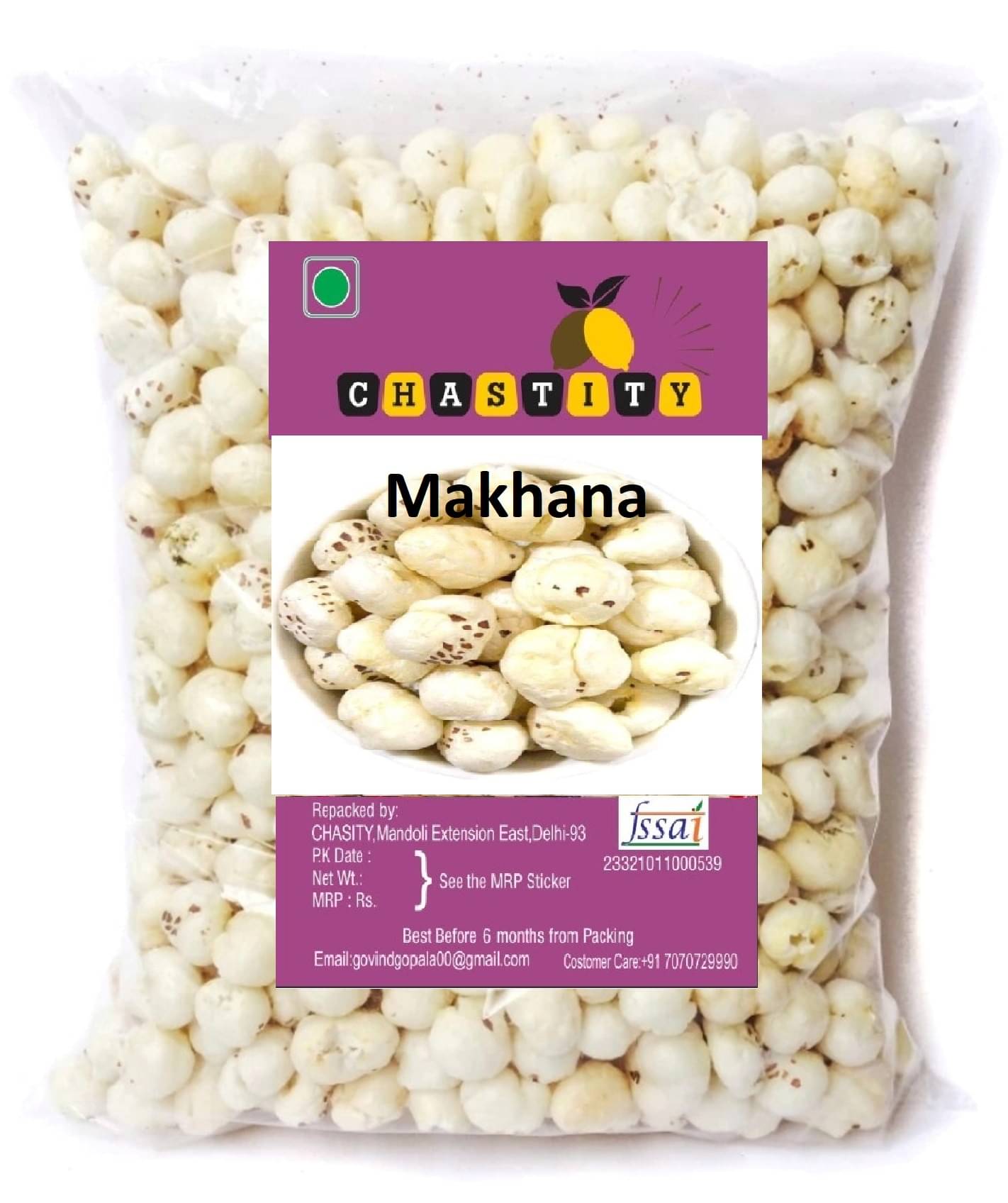     			Chastity Regular phool makhana/lotus seeds 800 g