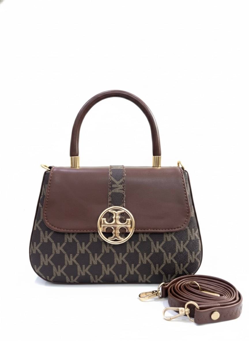     			De Elmore Satchel Bag Faux Leather Set of 1 ( Brown )