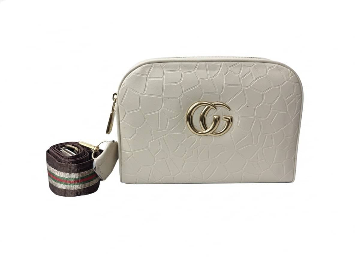     			De Elmore Sling Bag Faux Leather Set of 1 ( White )
