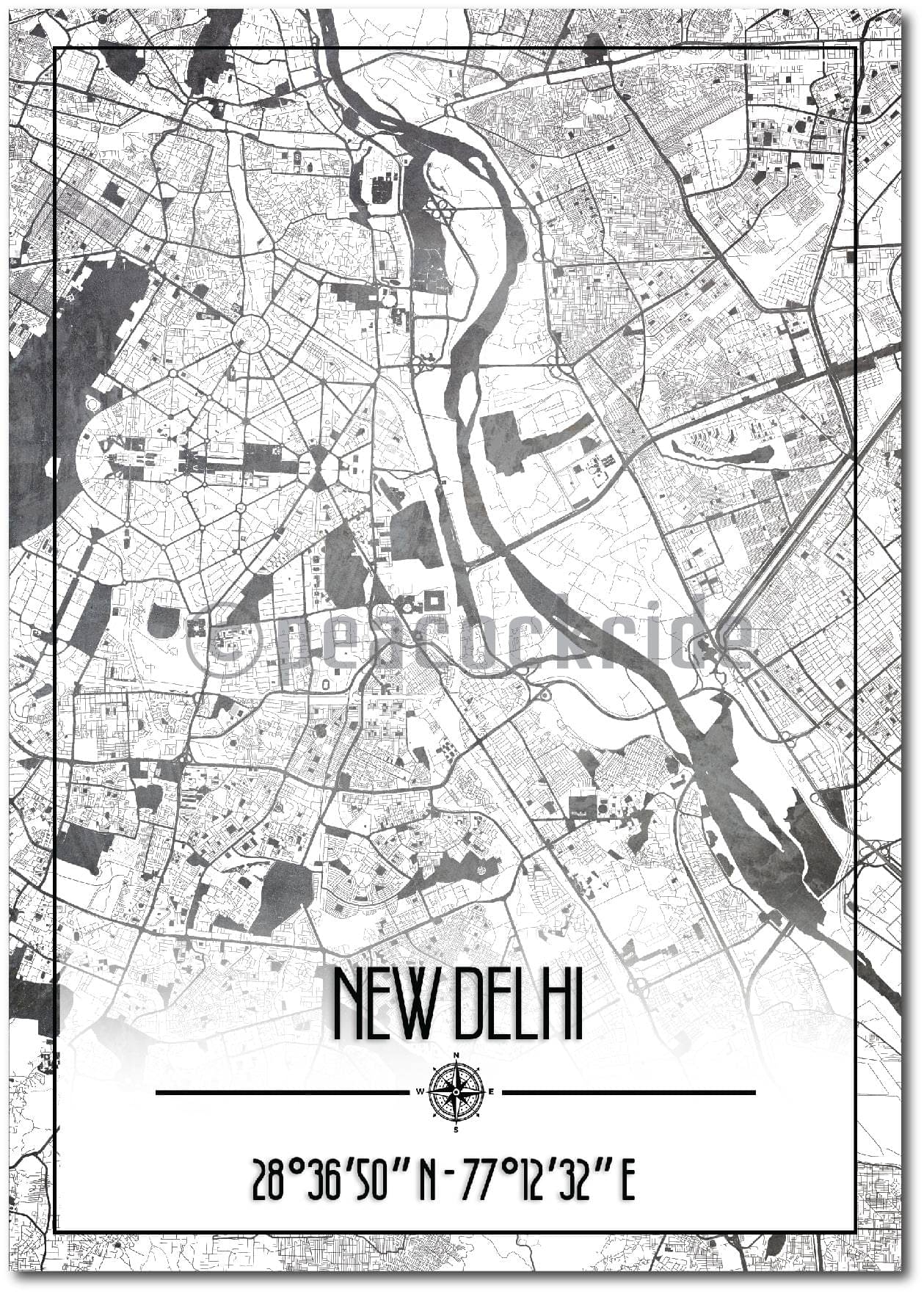     			Delhi Map Wall Poster