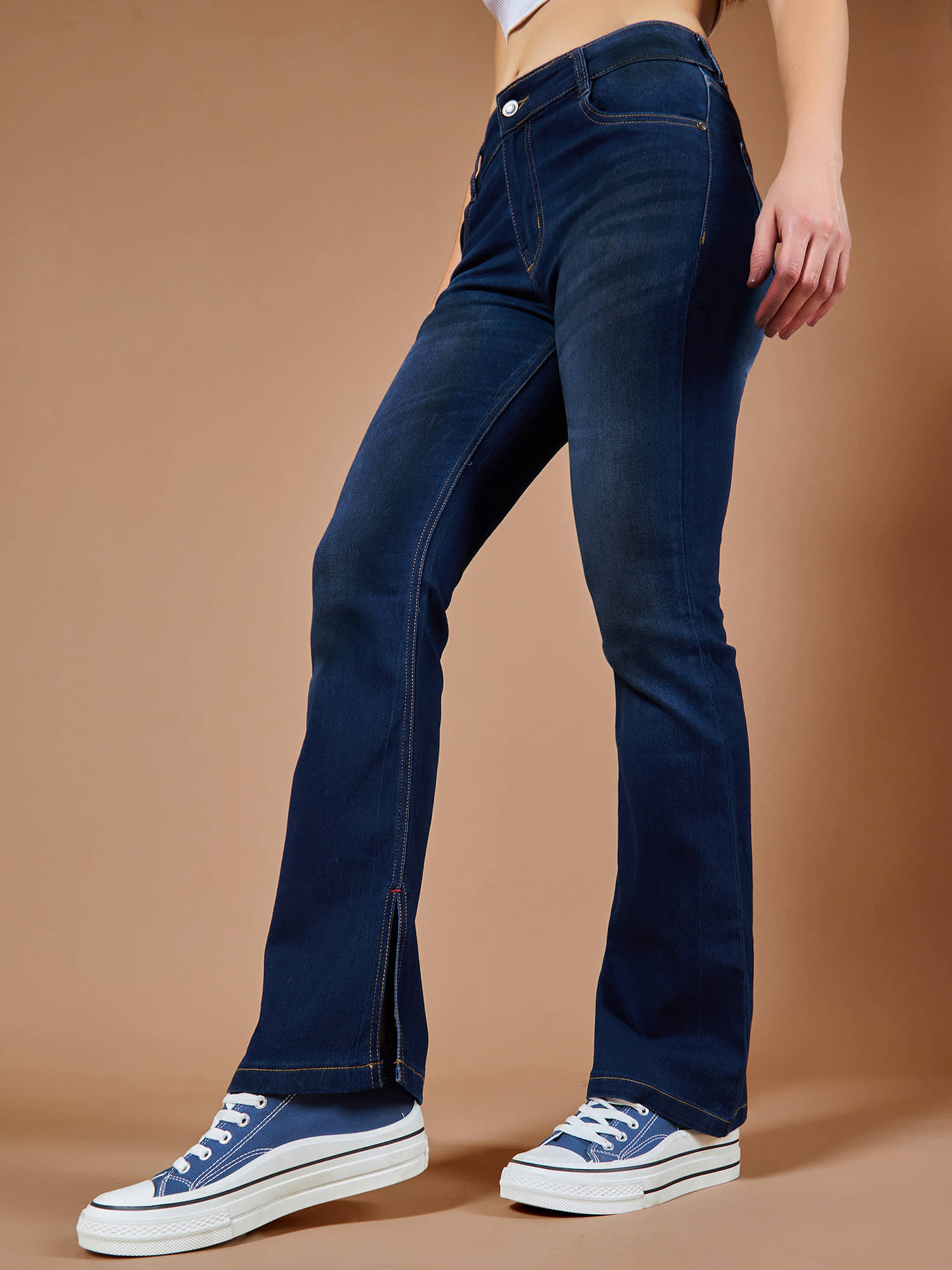     			Dolce Crudo Women's Bootcut Mid-Rise Jeans ( Blue )