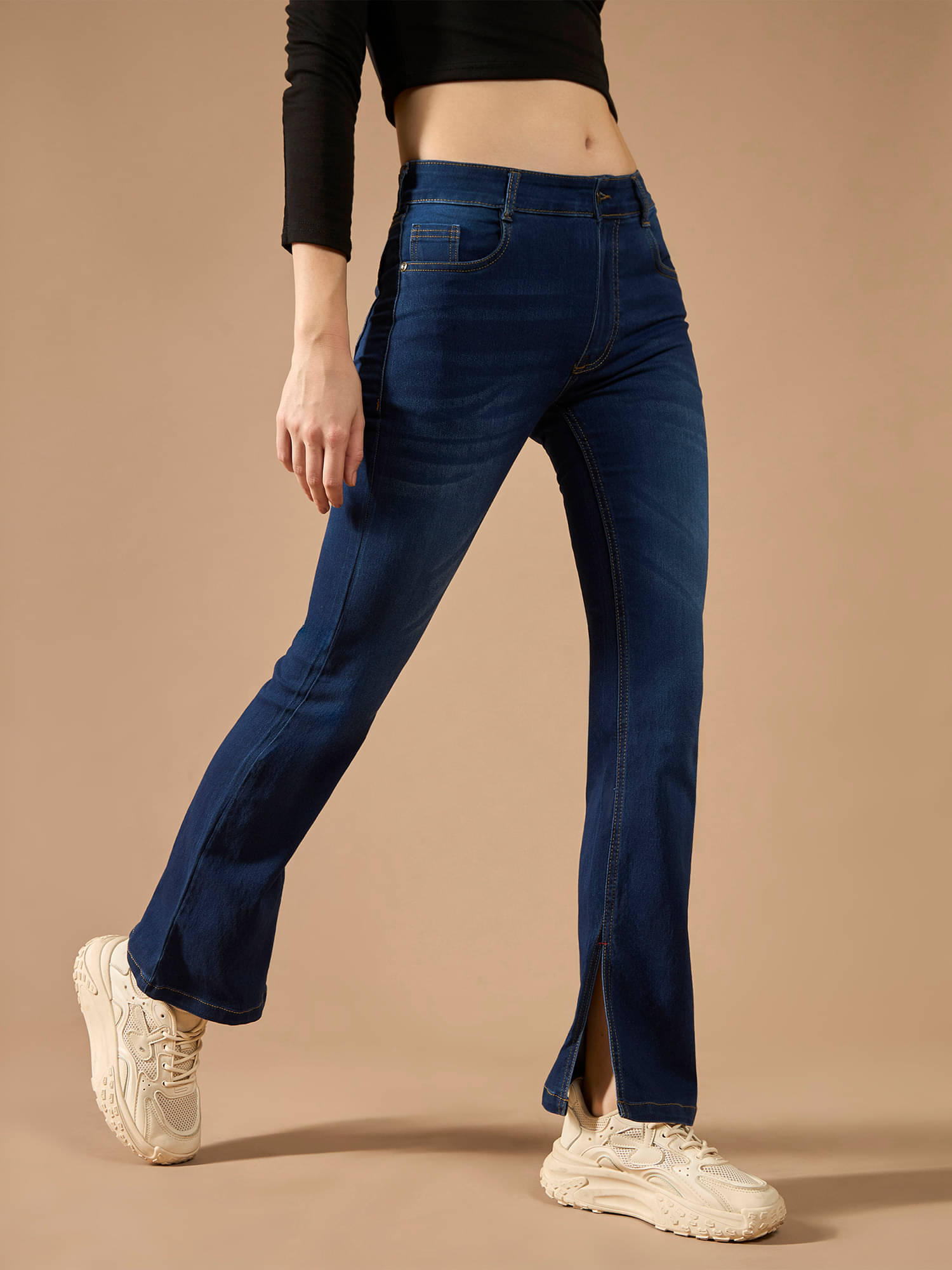     			Dolce Crudo Women's Bootcut Mid-Rise Jeans ( Blue )