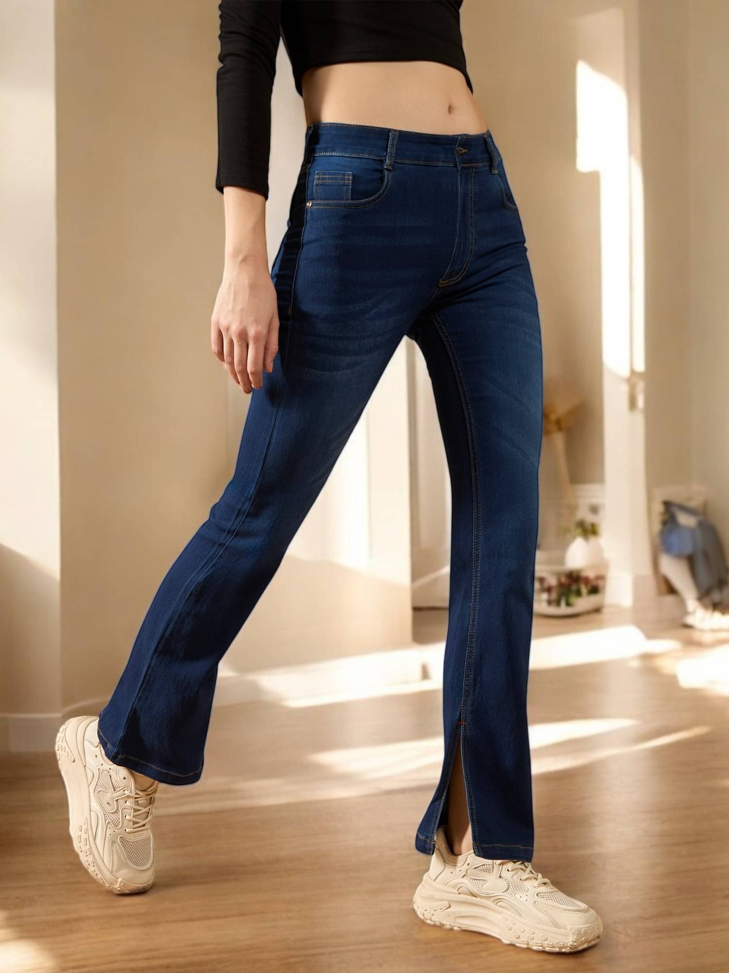     			Dolce Crudo Women's Bootcut Mid-Rise Jeans ( Blue )