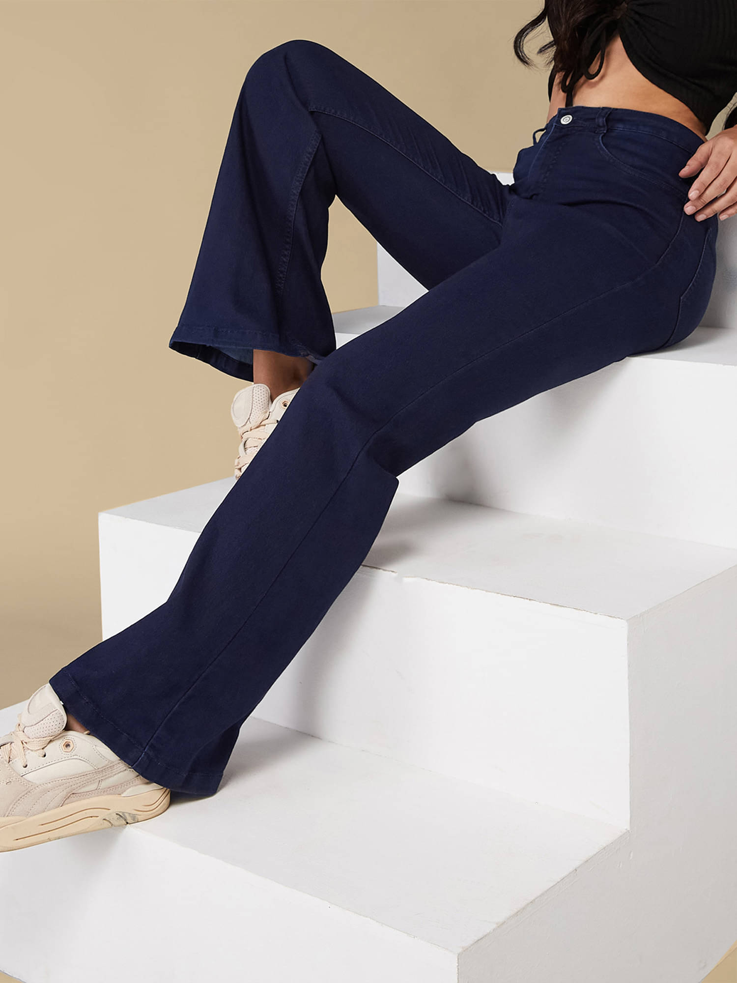     			Dolce Crudo Women's Bootcut High-Rise Jeans ( Navy Blue )