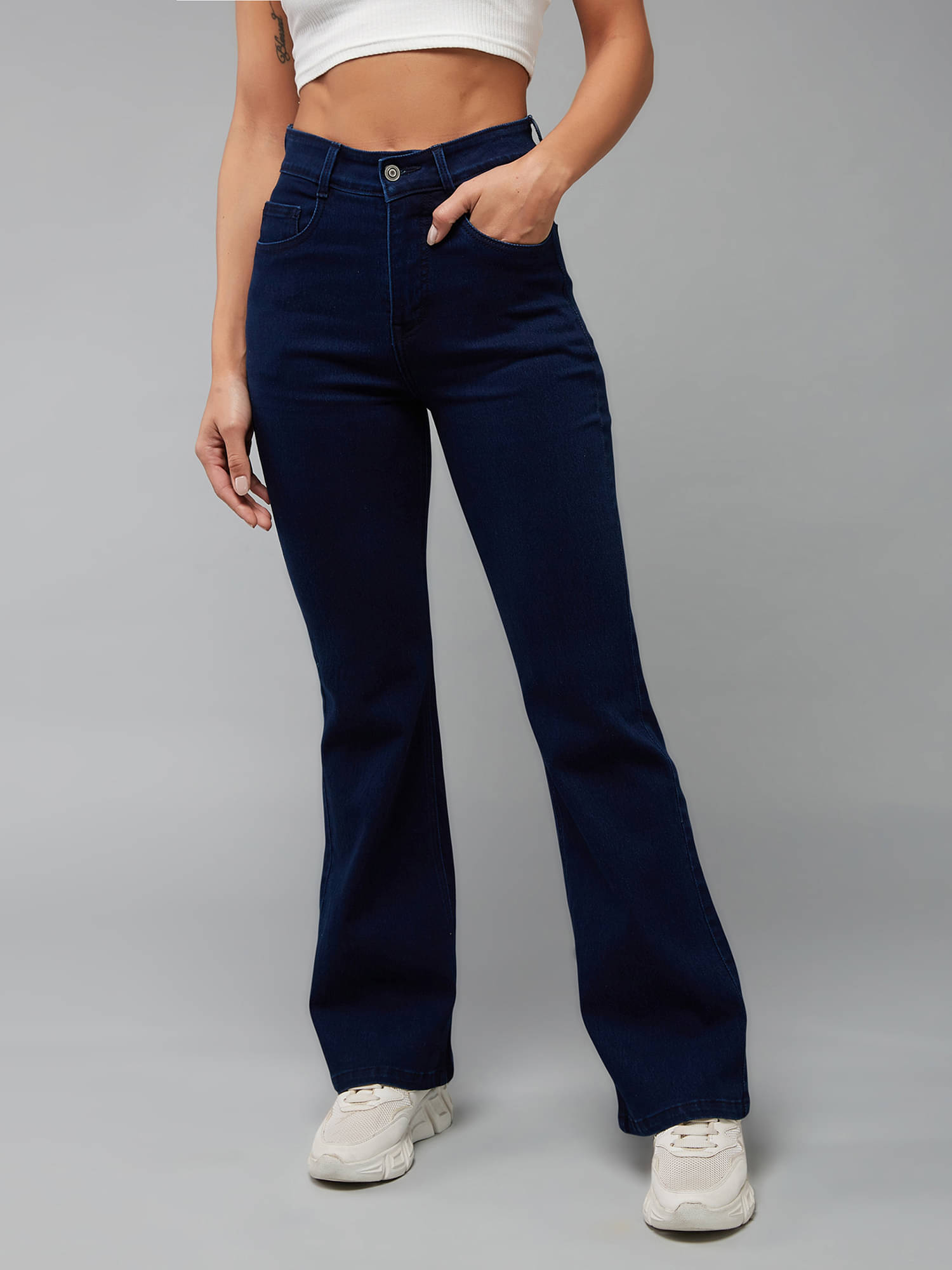     			Dolce Crudo Women's Bootcut High-Rise Jeans ( Navy Blue )