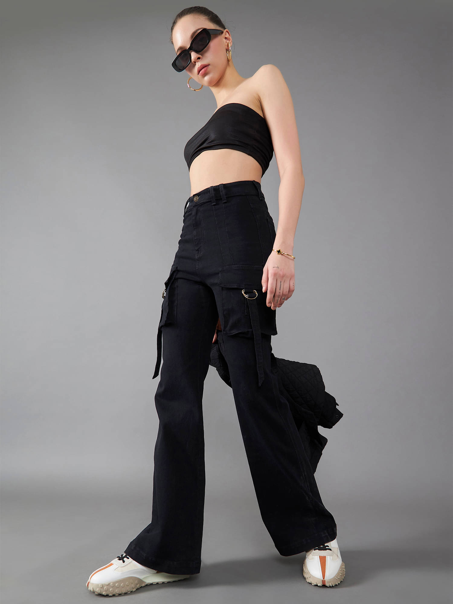     			Dolce Crudo Women's Bootcut High-Rise Jeans ( Black )