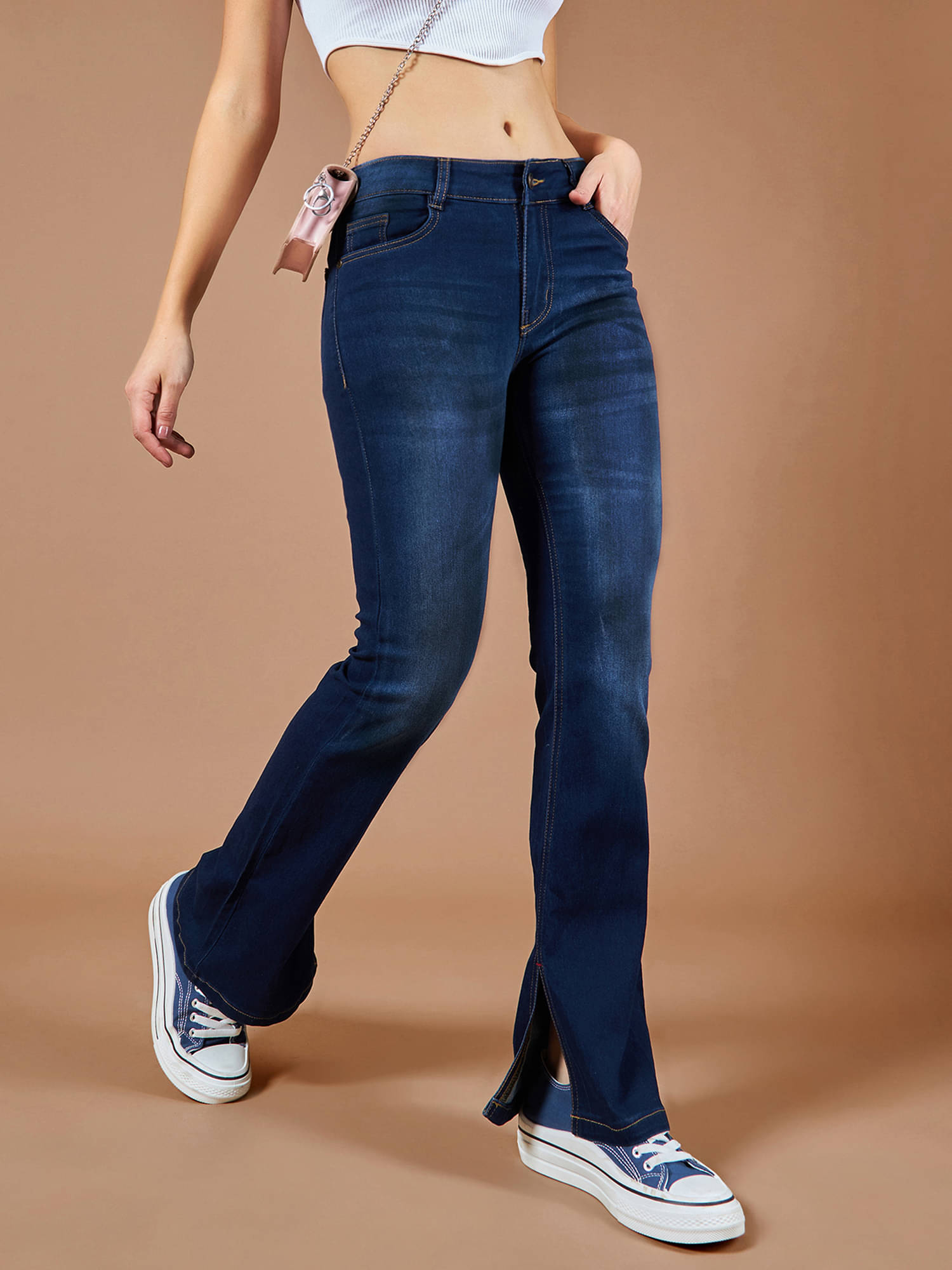     			Dolce Crudo Women's Bootcut Mid-Rise Jeans ( Ice Blue )