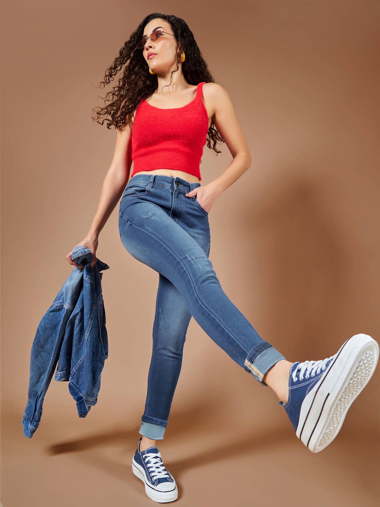     			Dolce Crudo Women's Skinny Fit High-Rise Jeans ( Blue )