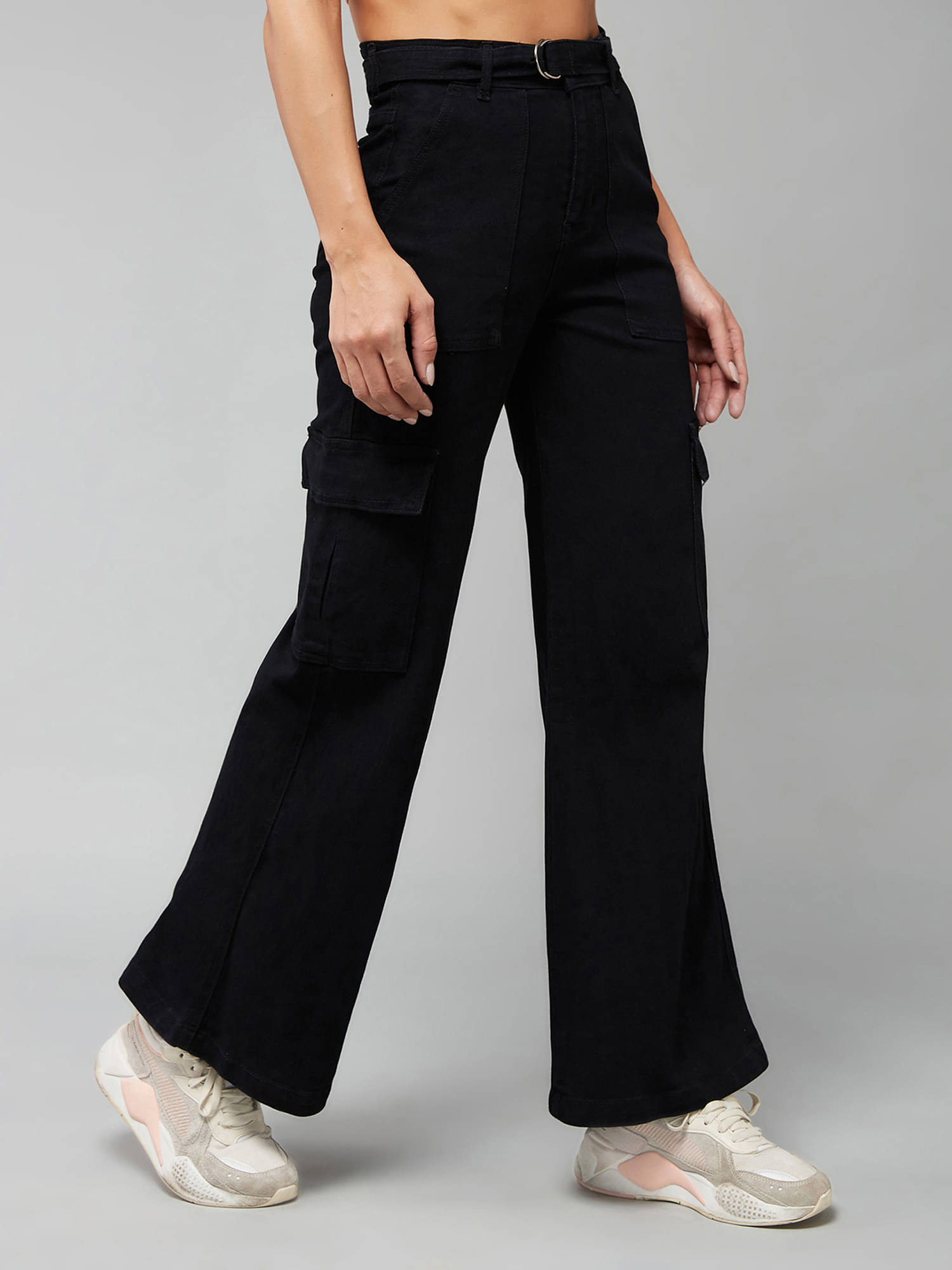     			Dolce Crudo Women's Wide Leg High-Rise Jeans ( Black )