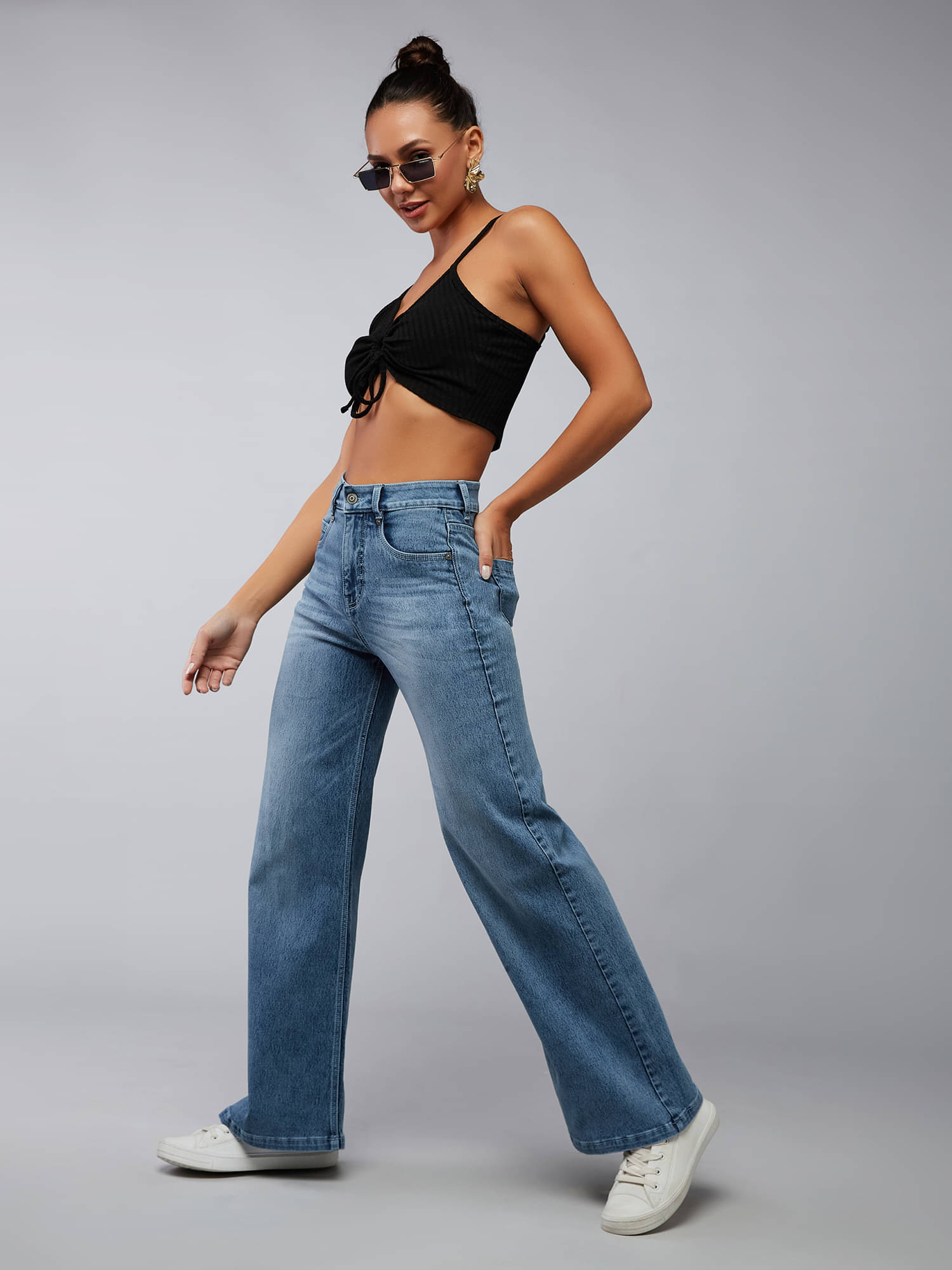     			Dolce Crudo Women's Wide Leg High-Rise Jeans ( Light Blue )