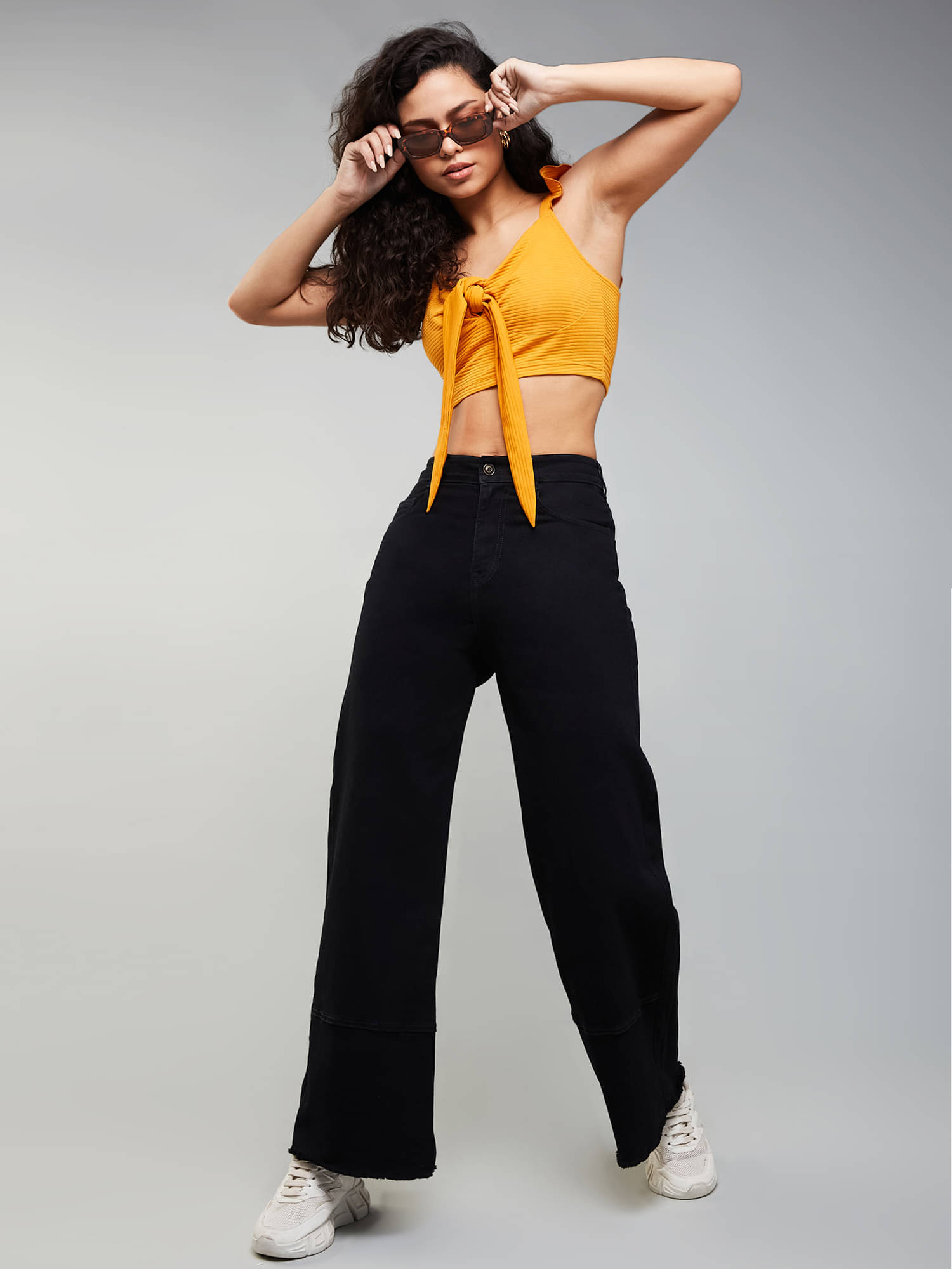     			Dolce Crudo Women's Wide Leg High-Rise Jeans ( Black )
