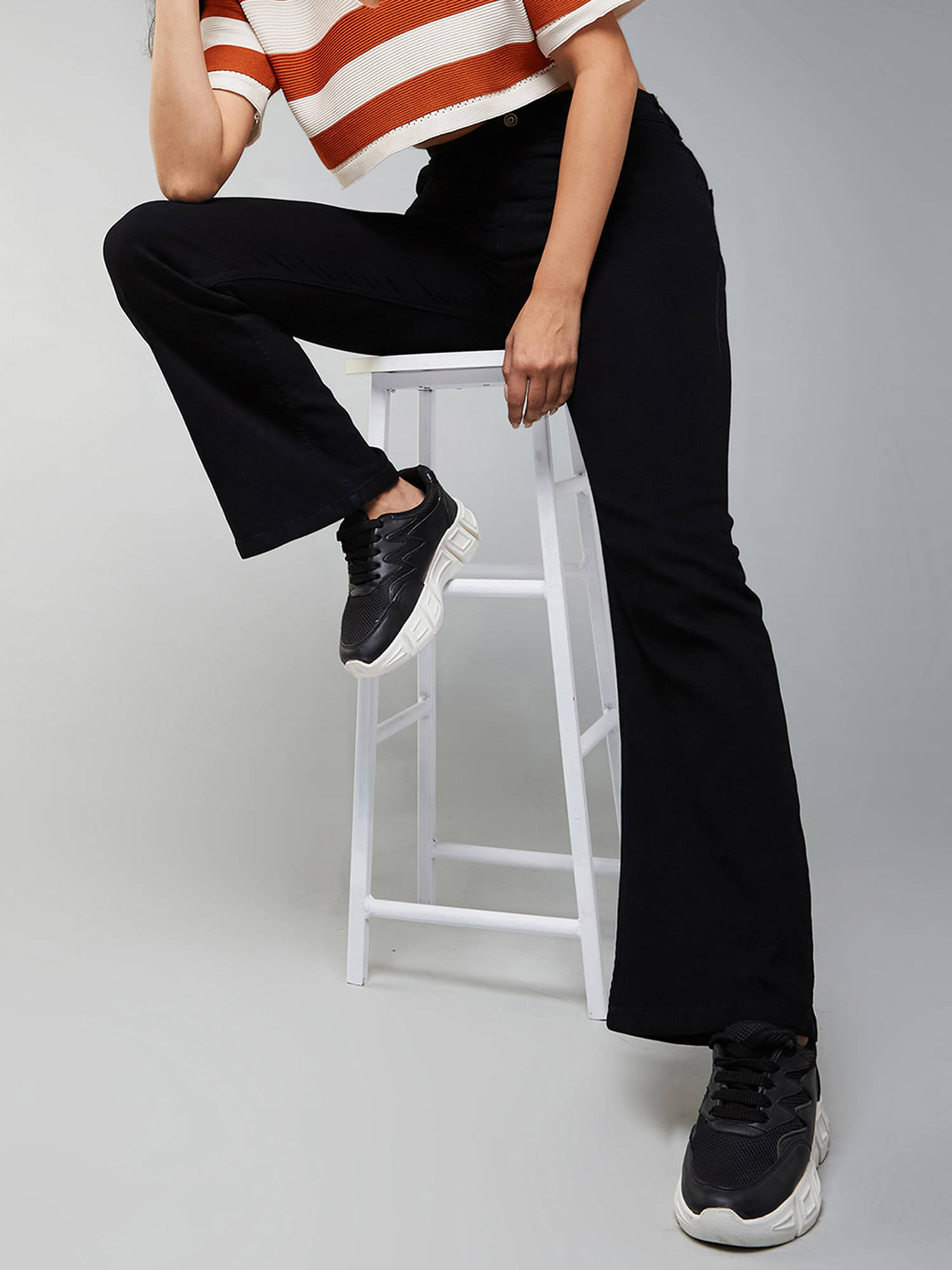     			Dolce Crudo Women's Wide Leg High-Rise Jeans ( Black )