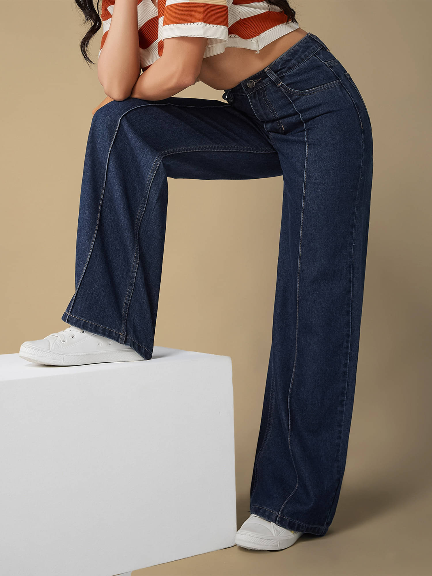     			Dolce Crudo Women's Wide Leg High-Rise Jeans ( Blue )