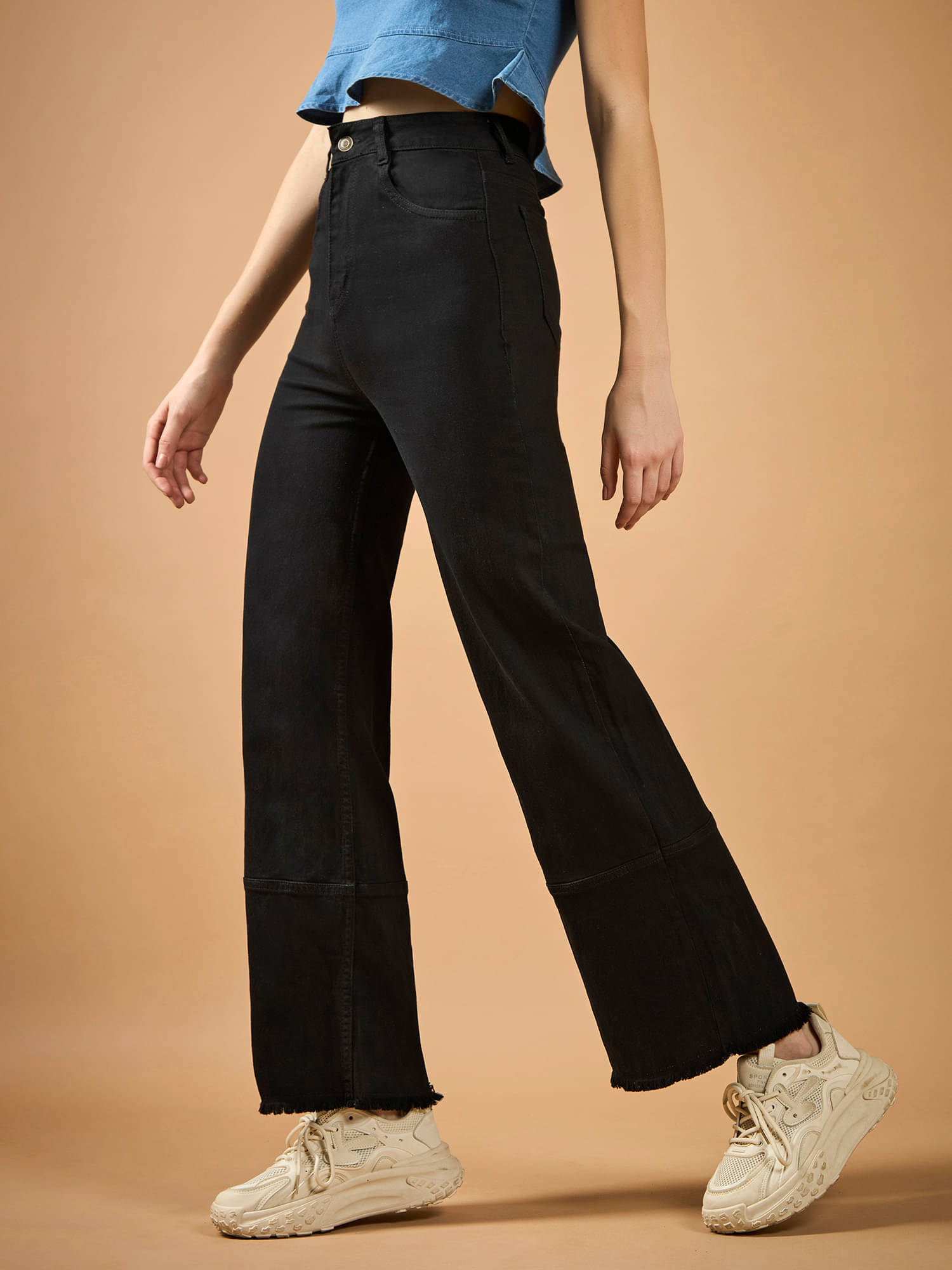     			Dolce Crudo Women's Wide Leg High-Rise Jeans ( Black )