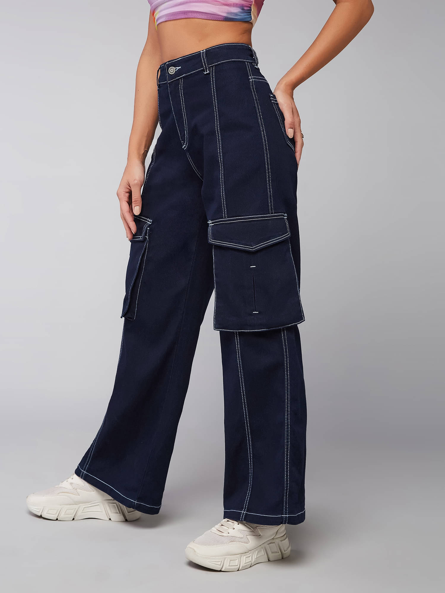     			Dolce Crudo Women's Wide Leg High-Rise Jeans ( Blue )