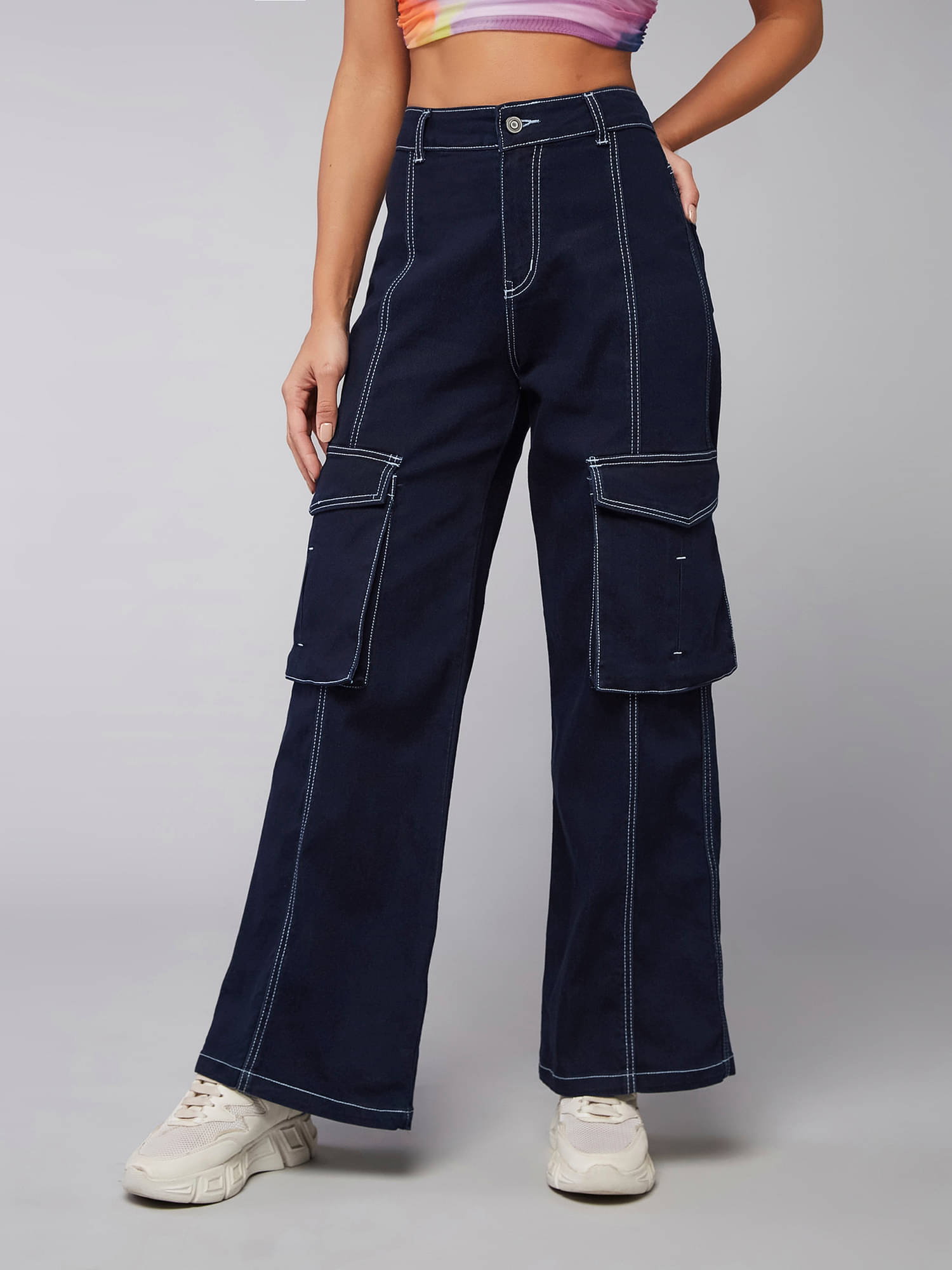     			Dolce Crudo Women's Wide Leg High-Rise Jeans ( Blue )