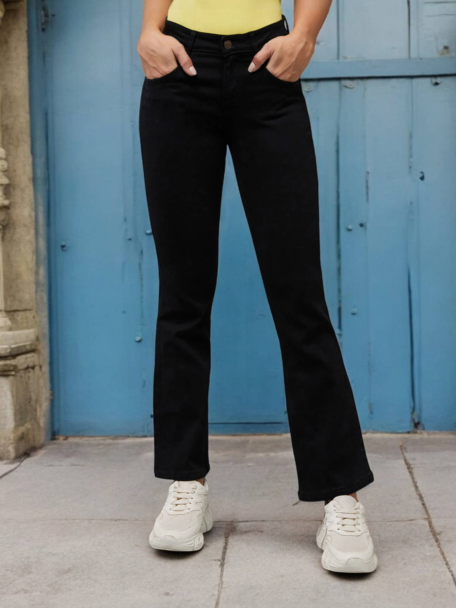     			Dolce Crudo Women's Wide Leg High-Rise Jeans ( Black )