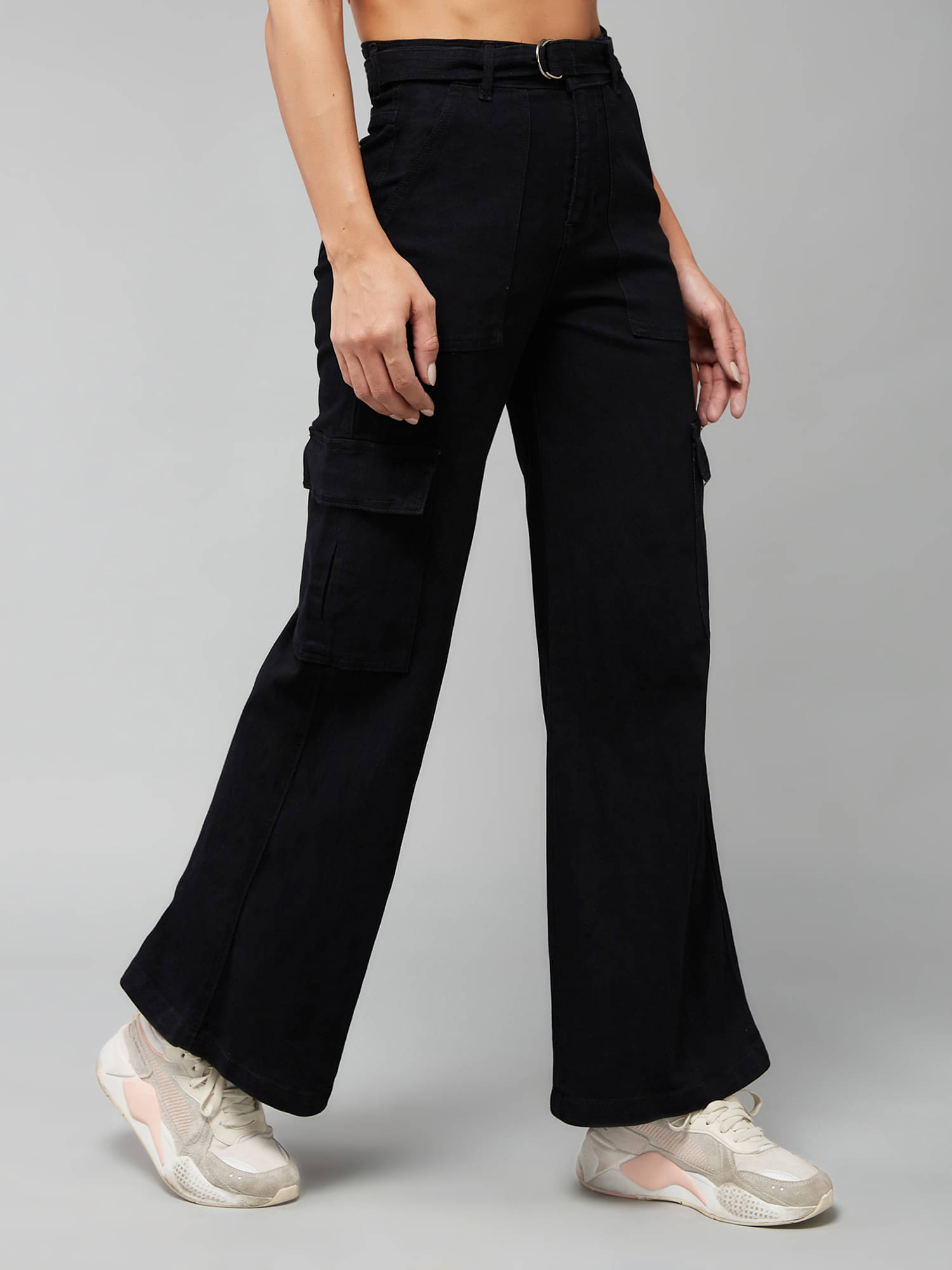     			Dolce Crudo Women's Wide Leg High-Rise Jeans ( Black )