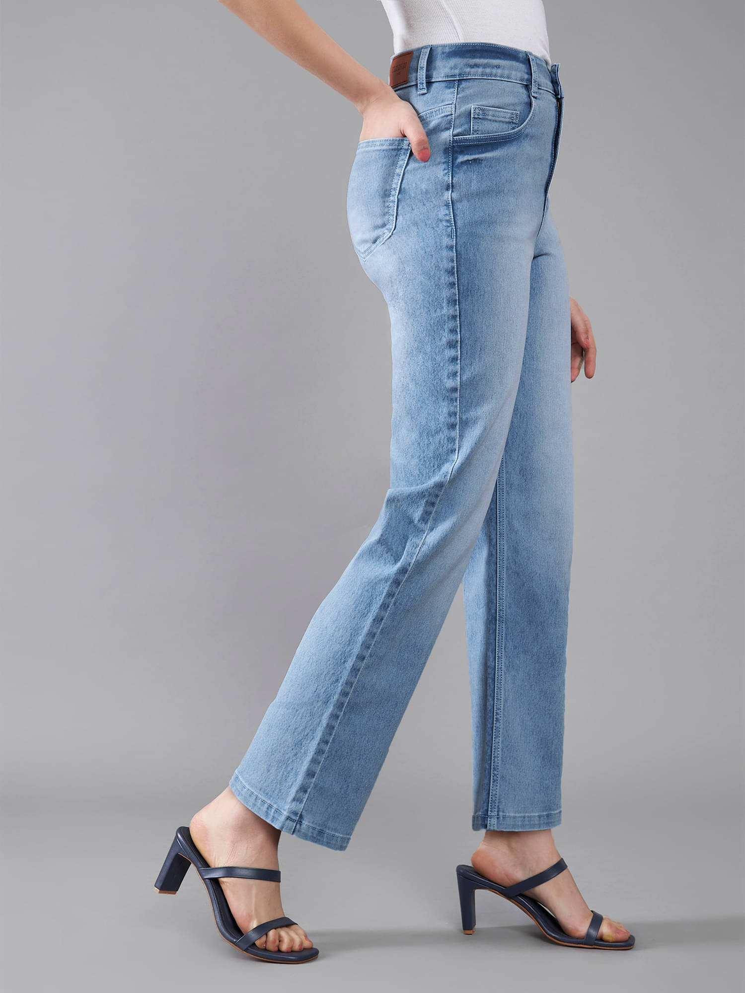     			Dolce Crudo Women's Wide Leg High-Rise Jeans ( Blue )