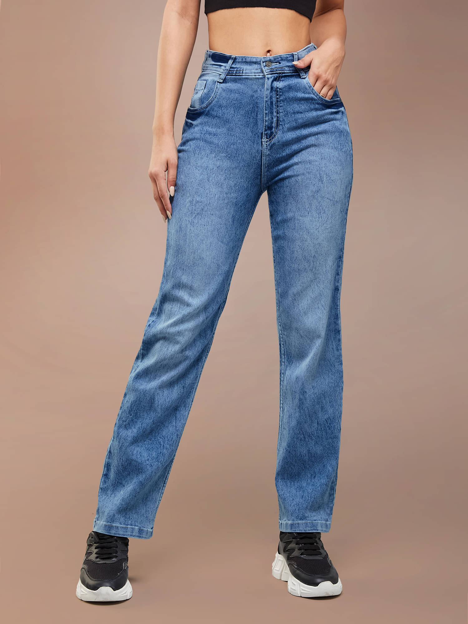     			Dolce Crudo Women's Wide Leg High-Rise Jeans ( Blue )
