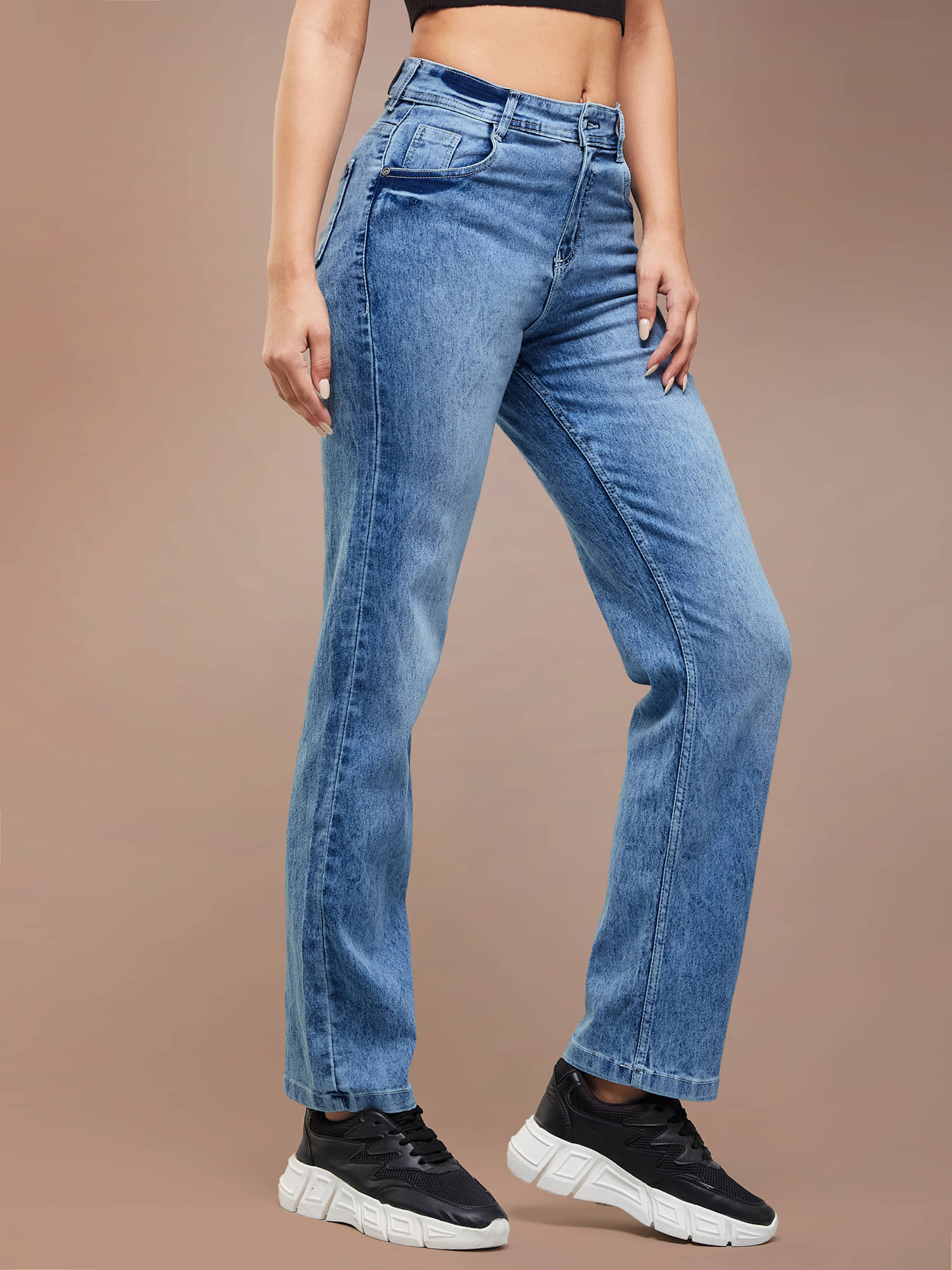     			Dolce Crudo Women's Wide Leg High-Rise Jeans ( Light Blue )