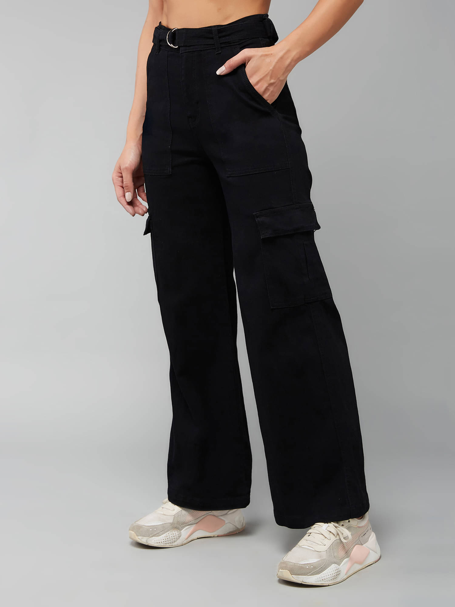     			Dolce Crudo Women's Wide Leg High-Rise Jeans ( Black )