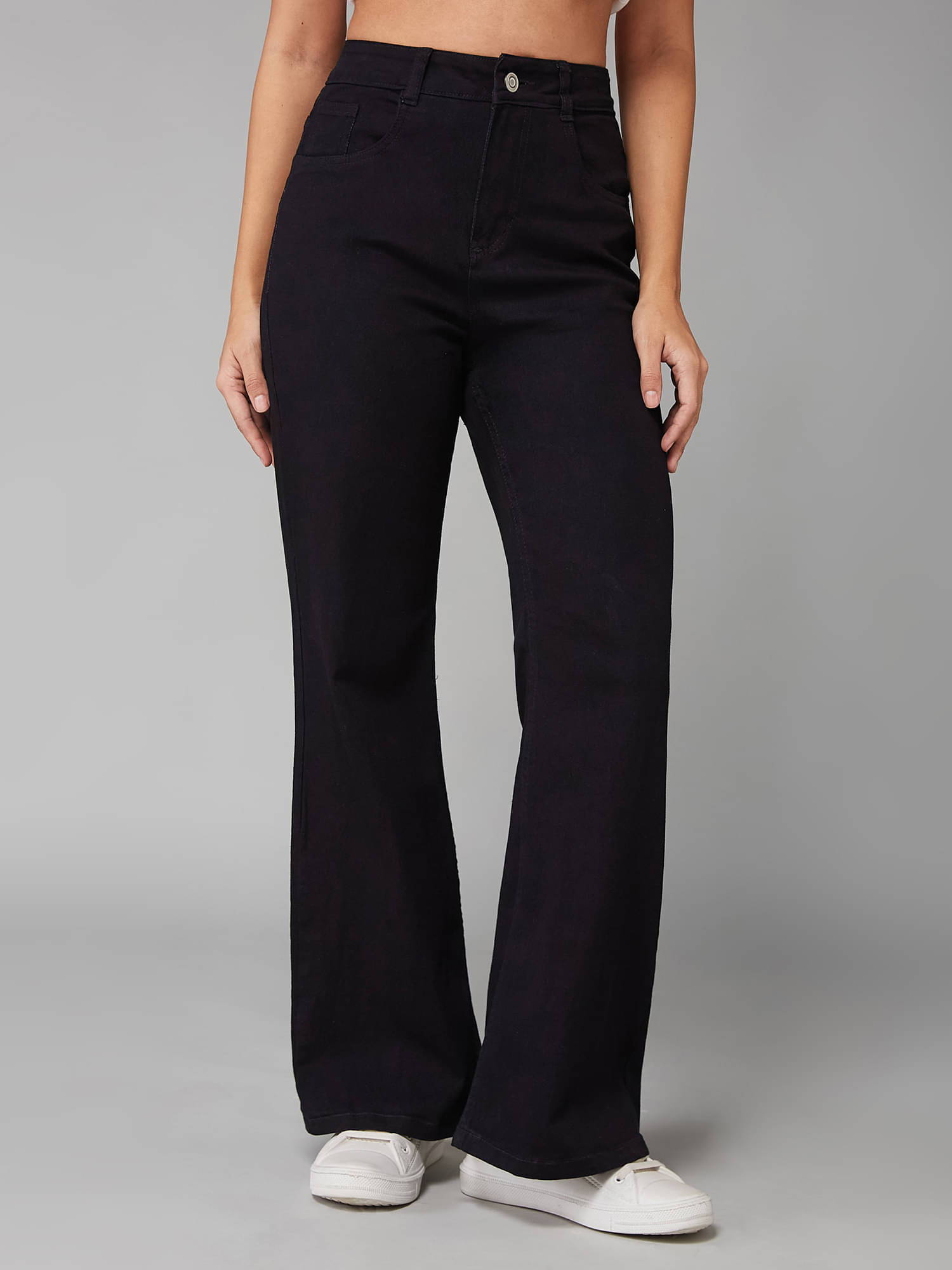     			Dolce Crudo Women's Wide Leg High-Rise Jeans ( Black )