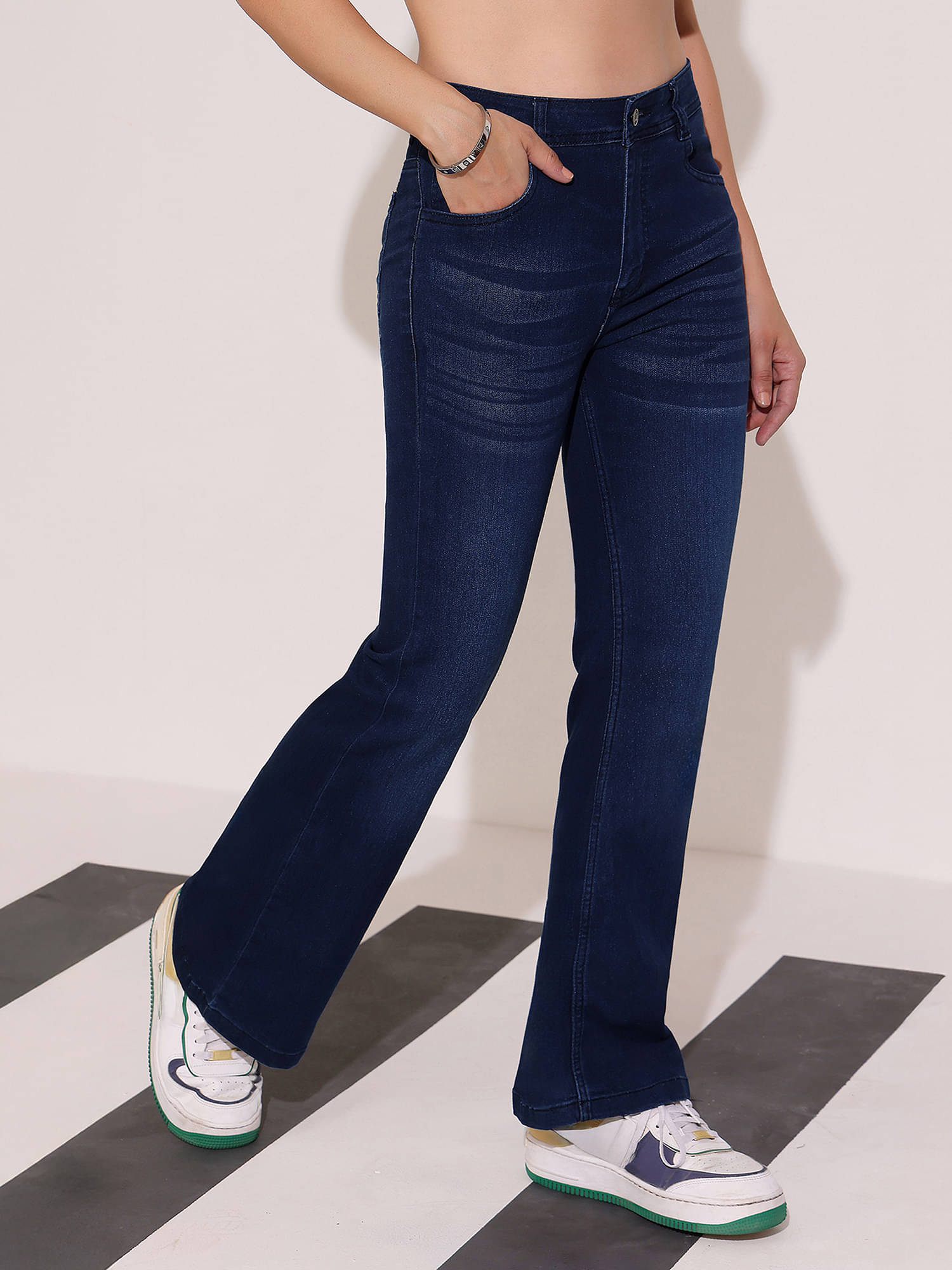     			Dolce Crudo Women's Wide Leg High-Rise Jeans ( Blue )